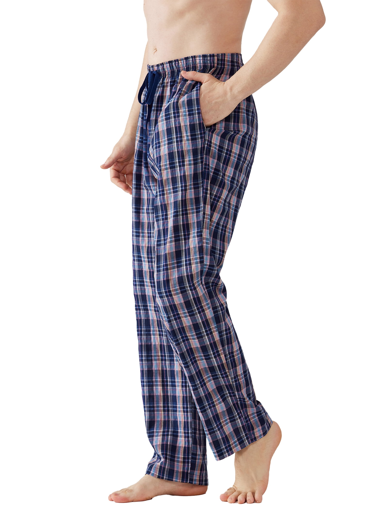Onimisc Men's Cotton Pajama Pants Lightweight Sleepwear Lounge Bottoms with Pockets (Plaid, XL, 3-Pack) 2gq5a