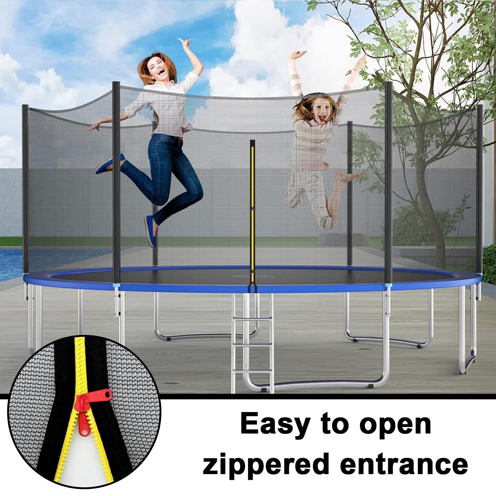 Ldyso 14ft Trampoline Replacement Safety Enclosure Net for 6 Straight Poles (Black, 14 ft) wh6lw
