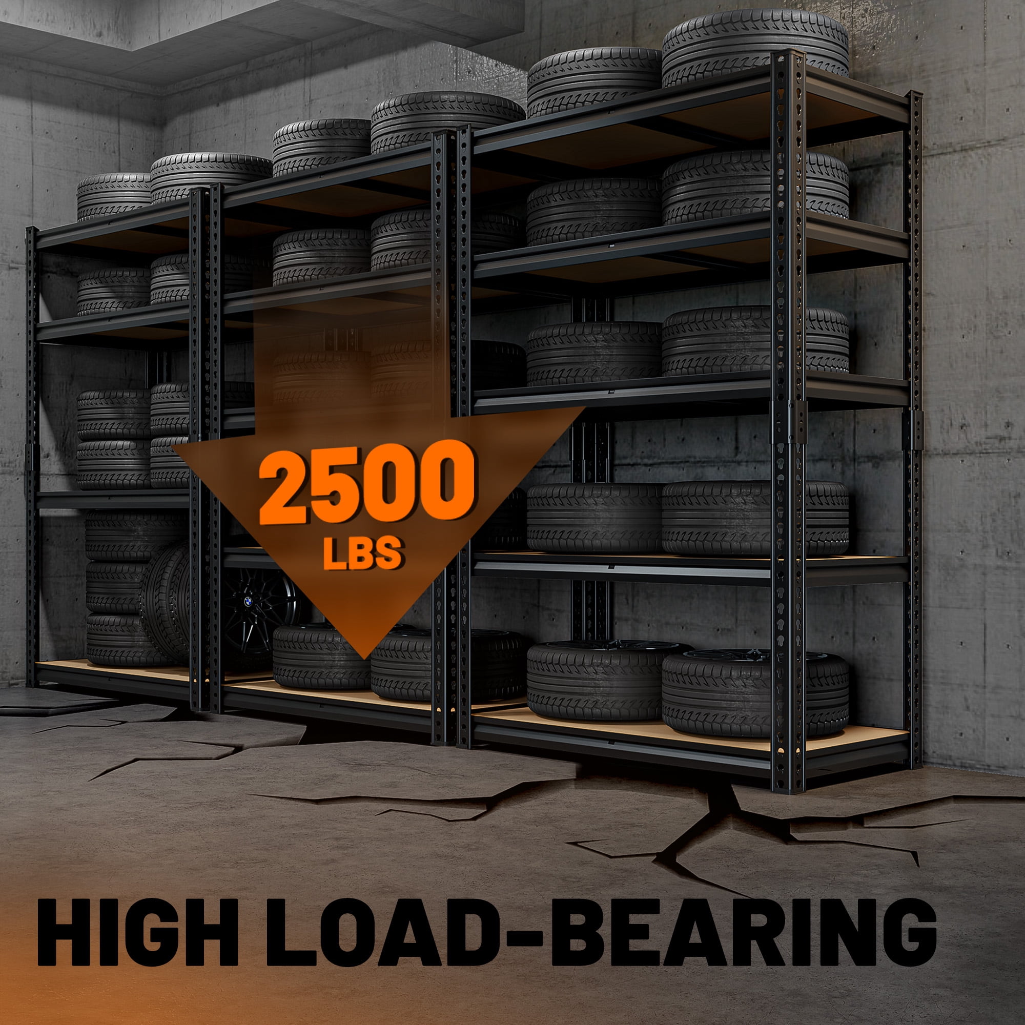 HOKEEPER 5-Tier Heavy Duty Garage Storage Shelving Unit (Black, 35.43 in W x 15.74 in D x 72.05 in H) 9vvsf