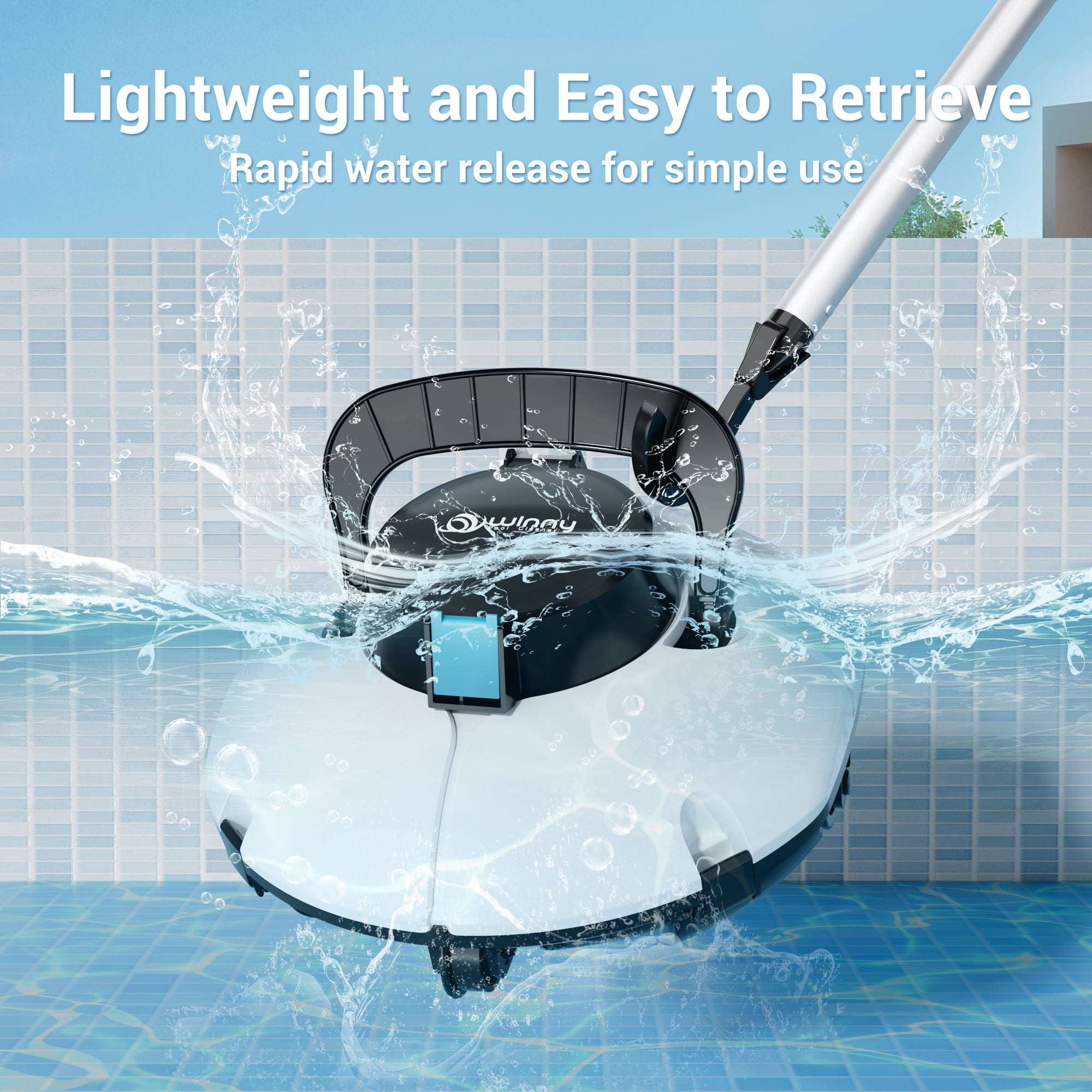 WYBOT Cordless Robotic Pool Cleaner, Automatic Pool Vacuum with Dual-Layer Filtration for Flat Above-Ground Pools (White and Blue, 645 sq.ft) zahk5