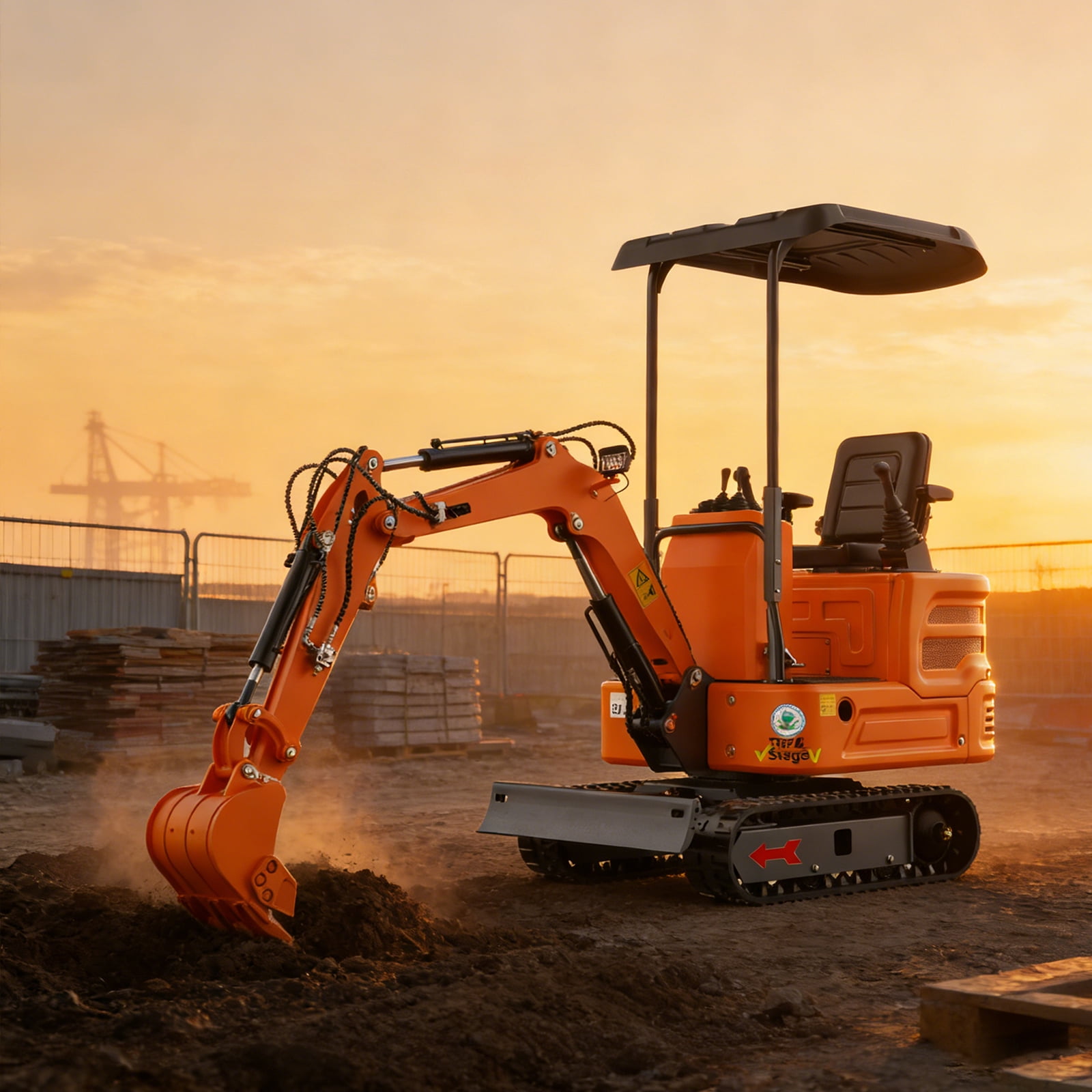 MachPro 1.2 Ton Mini Excavator with 13.5HP Gasoline Engine, Hydraulic Pilot Control, Includes Ripper, Rake, and Bucket (Orange, 1.2 Ton) izxdl