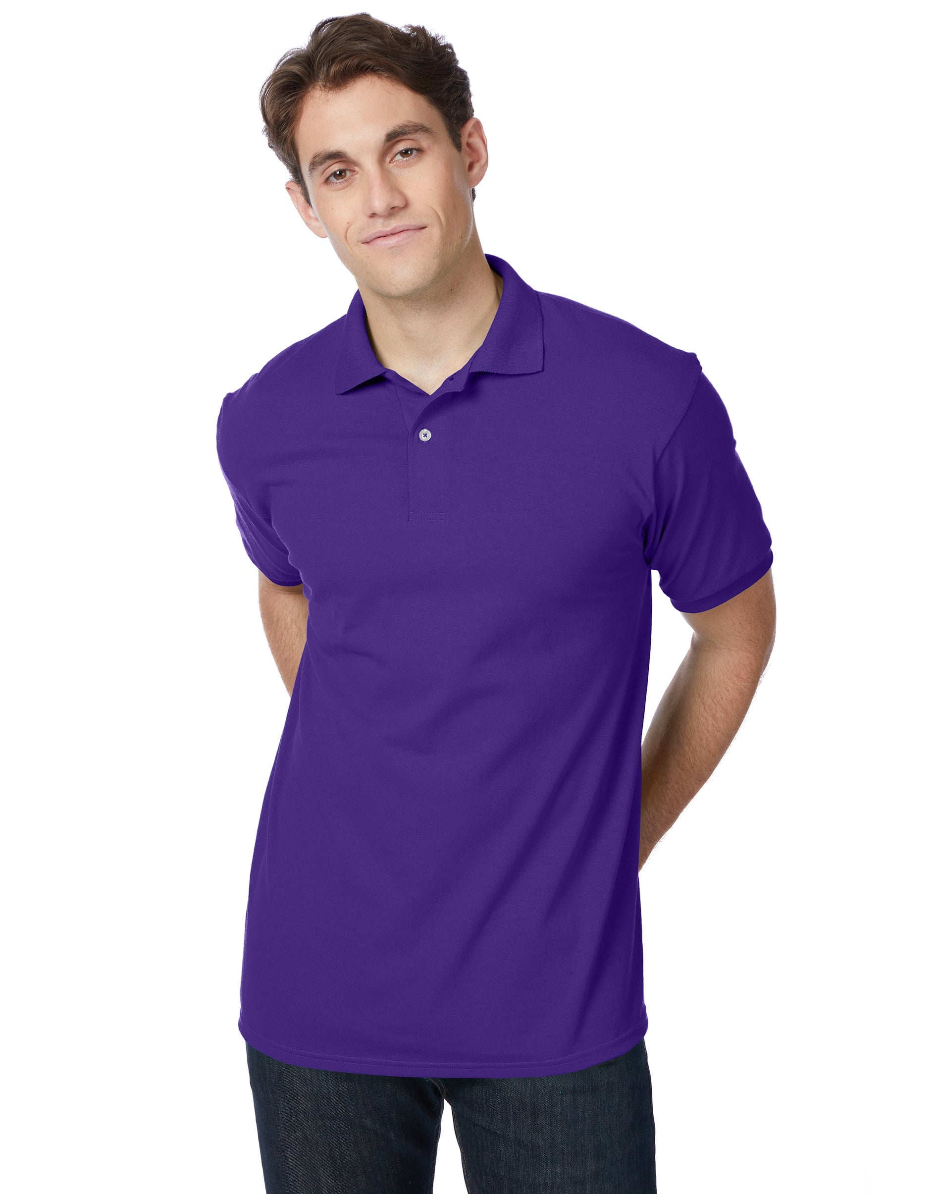 Hanes EcoSmart Men's Polo Shirt (Classic Fit, Purple, M) l0sx6