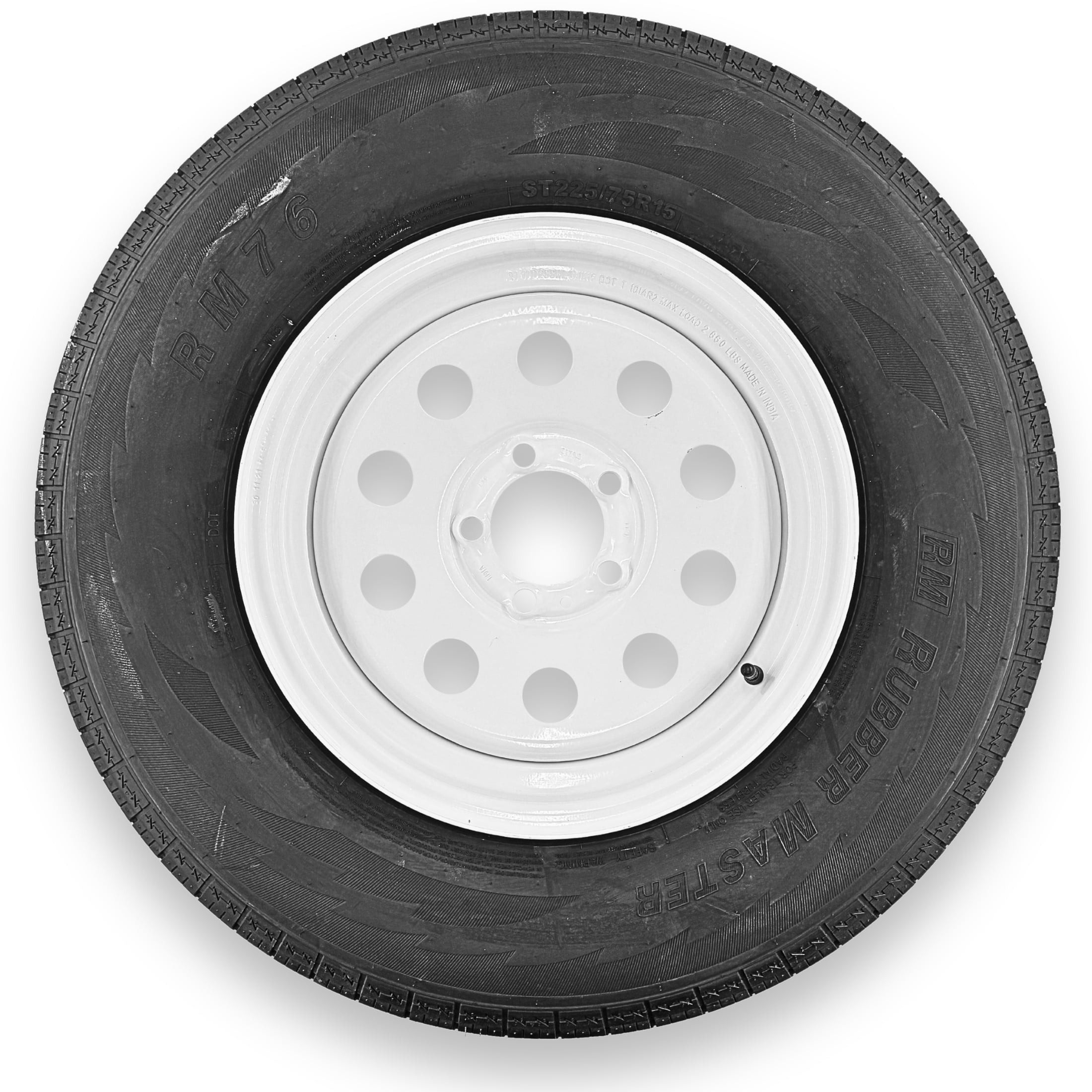 RubberMaster ST225/75R15 Highway Rib Trailer Tire and Wheel Assembly (10 Ply, 6 on 5.5 in) j5j9o
