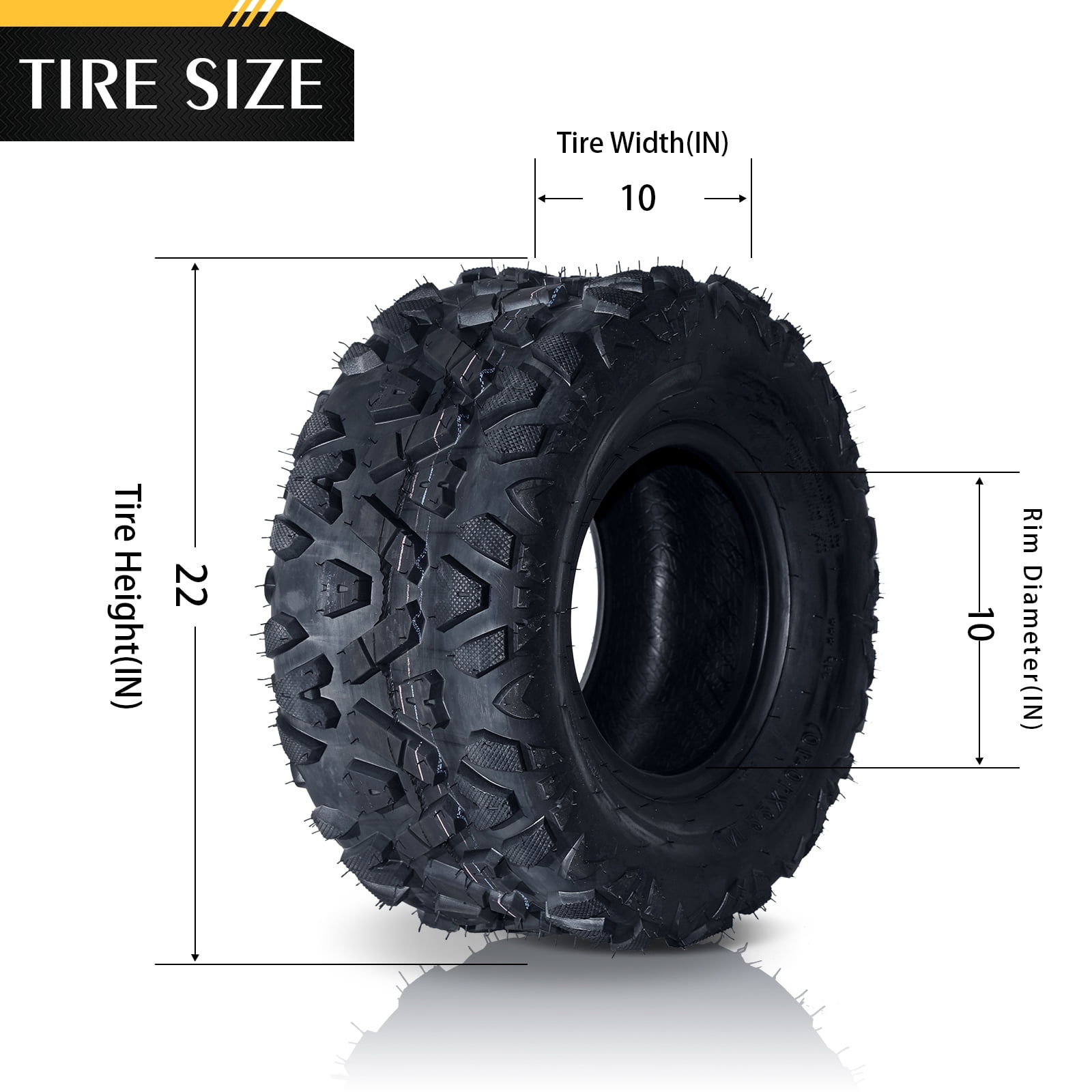 Ktaxon ATV UTV All Terrain Tires 4 Ply Tubeless Directional Knobby Trail Tires (Set of 2, 22x10-10) wm8m3