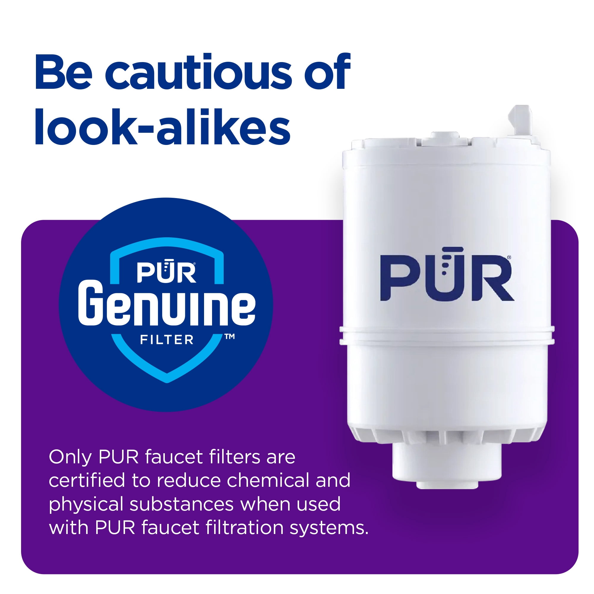 PUR Faucet Mount Water Filtration System, Vertical Water Filter for Kitchen Sink (White, 1 Pack) sa901