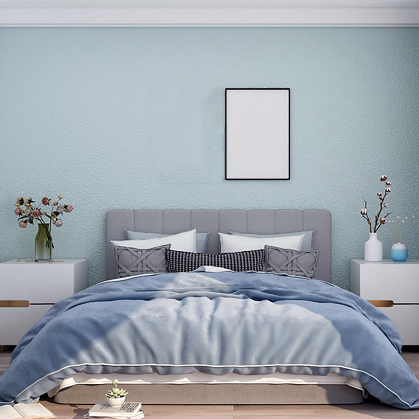 Bowayaoa Peel and Stick Wallpaper Decorative Vinyl Contact Paper for Kitchen and Bedroom (Blue, 110.2 in x 19.7 in) 8q7xf
