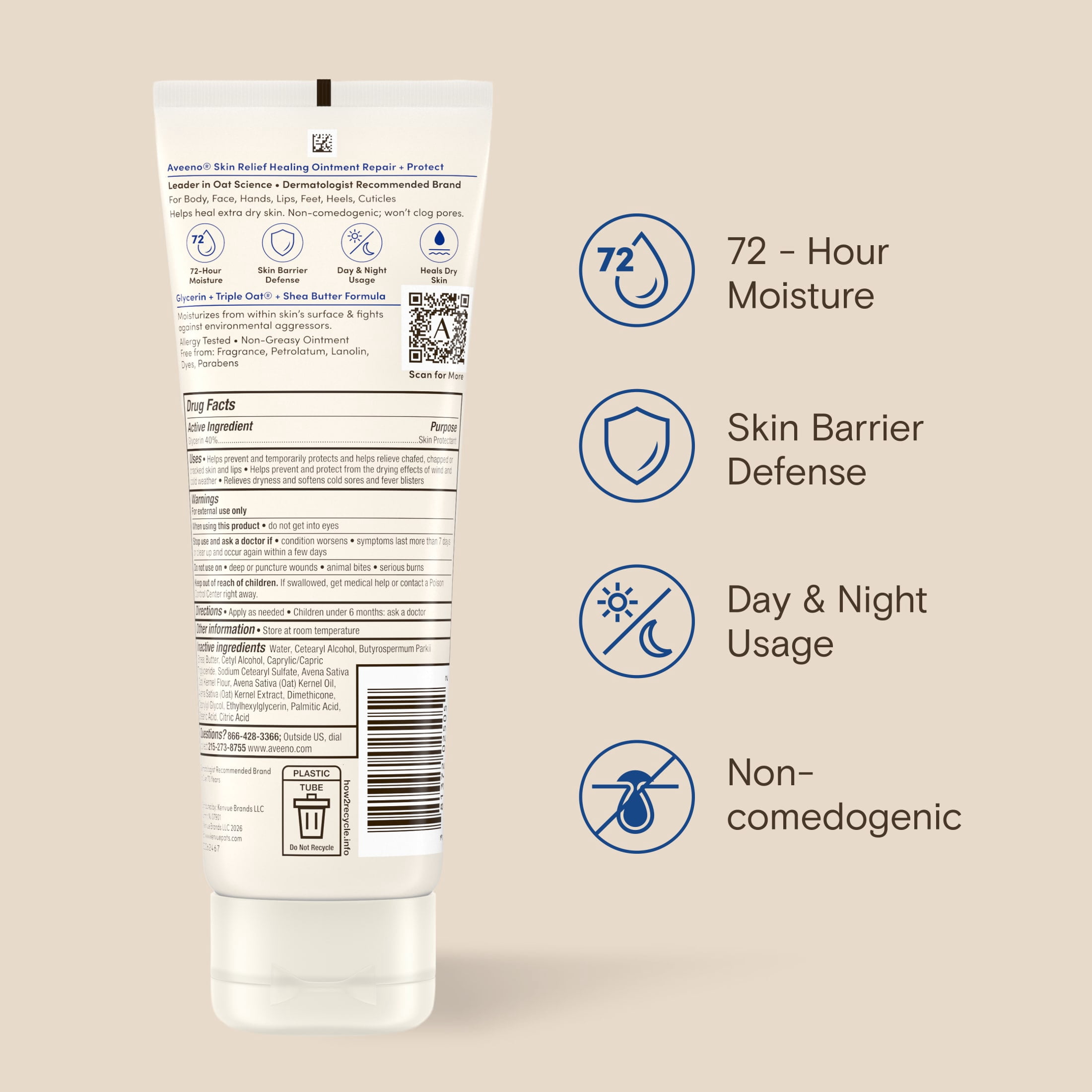 Aveeno Skin Relief Healing Ointment for Dry Cracked Skin (Fragrance-Free, 7.2 oz) 4myou