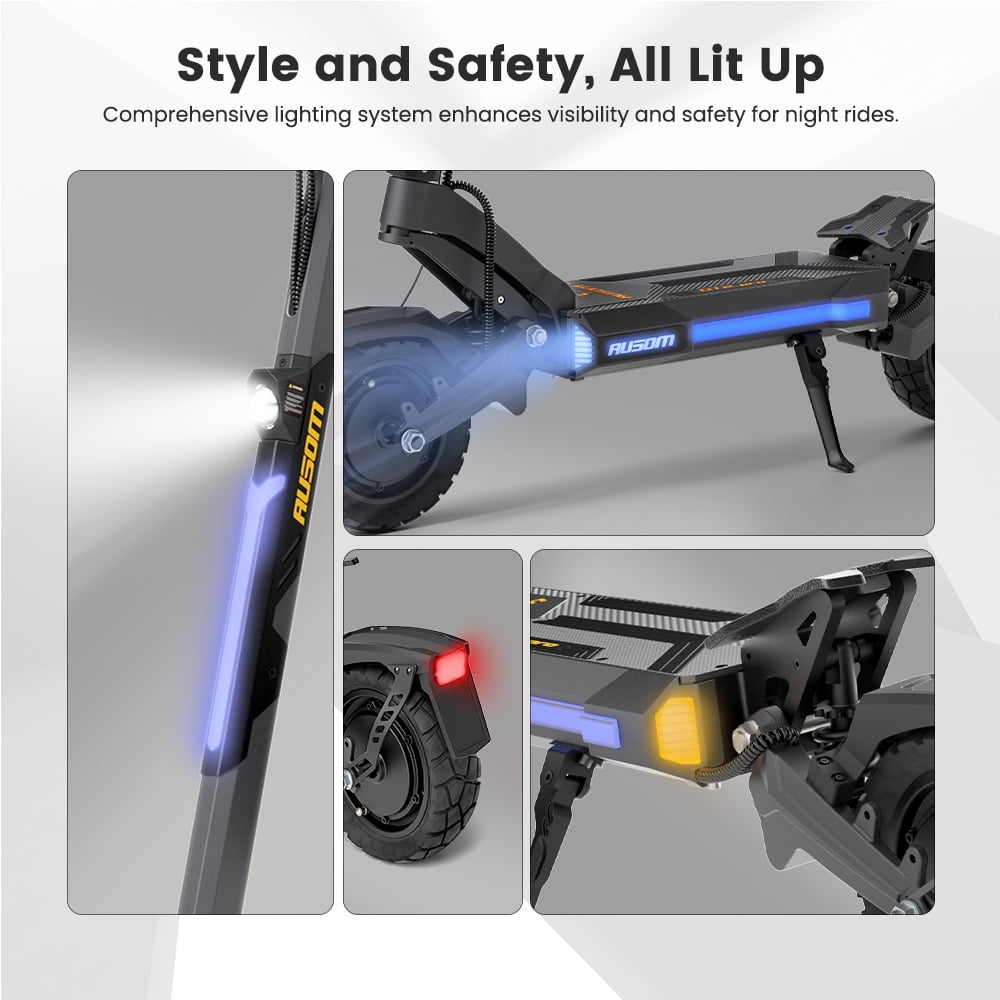 Ausom DT2 Pro Dual-Motor Electric Scooter for Adults, High-Performance Off-Road E-Scooter with Hydraulic Brakes (Yellow, 52V 23.4Ah) j7vs3