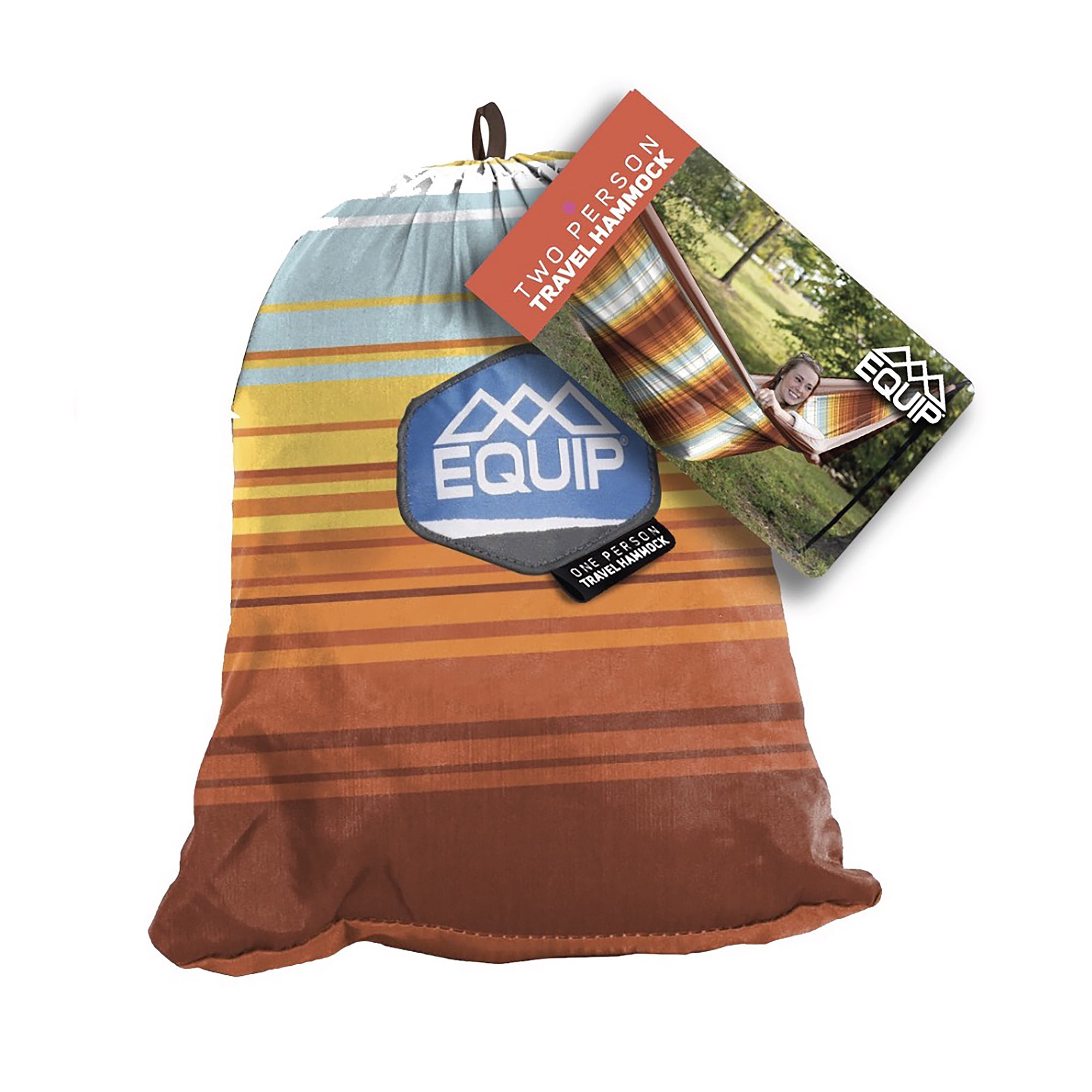 EQUIP 2P Travel Hammock Lightweight Portable Camping Gear (Sunset Lines, 124 in x 77 in) agbjx