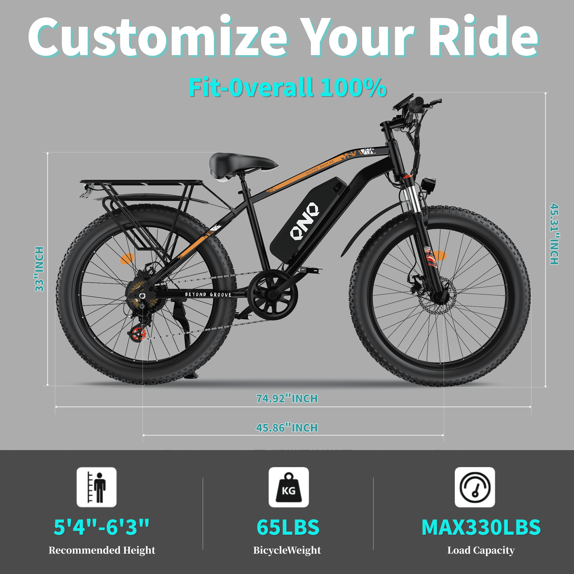 HILLVIGO Electric Mountain Bike for Adults, 2000W Peak Motor, 26 in Fat Tire E-Bike, 48V 15Ah Battery, 7-Speed Shimano (Black, 26 in) 83nm2