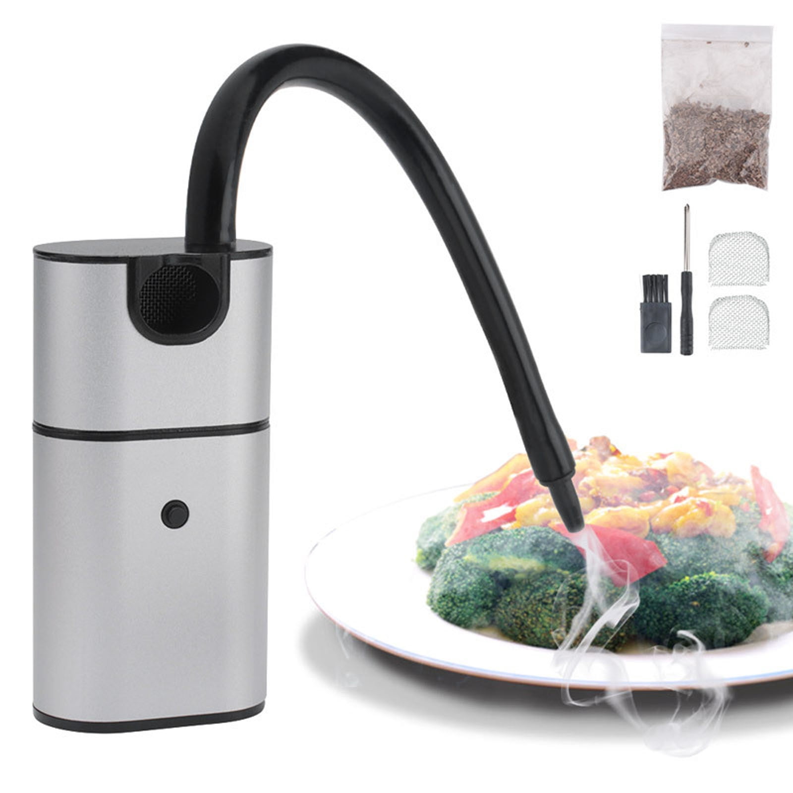 VALSEEL Portable Cold Smoke Generator for BBQ Grills and Smokers (Silver, 8 in) 7qbz8