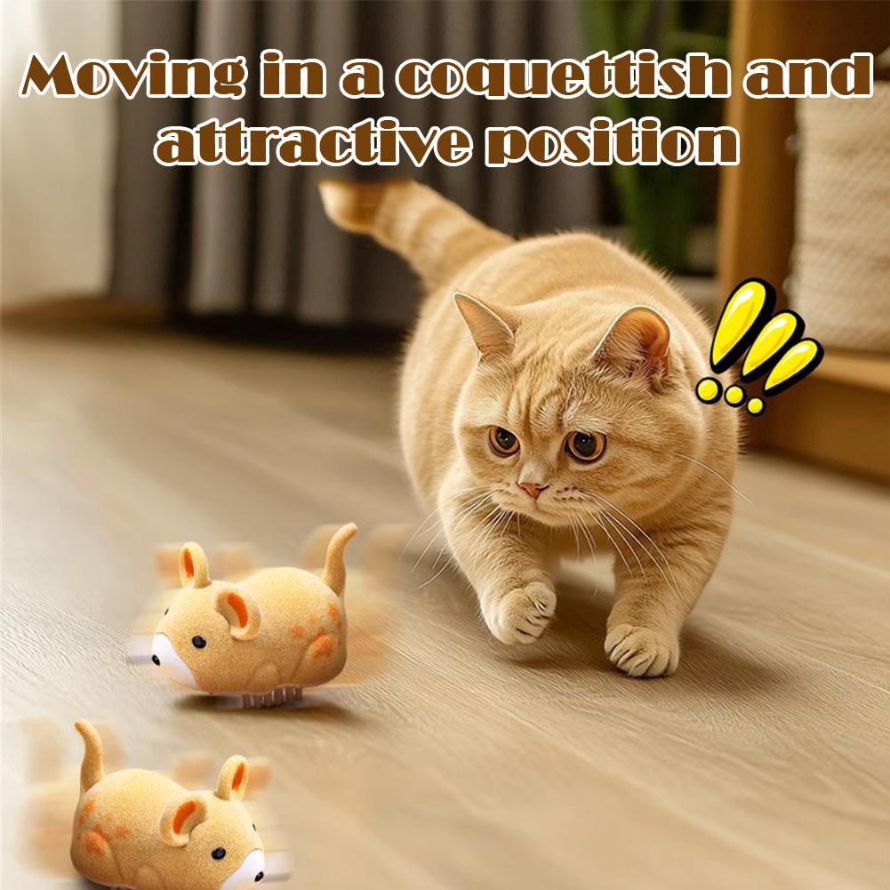 SharkTRUE Interactive Electric Cat Toy Mouse, Automatic Moving Kitten Toy with Furry Tail (Gray, 1.95 in x 1.56 in x 1.36 in) ndwli