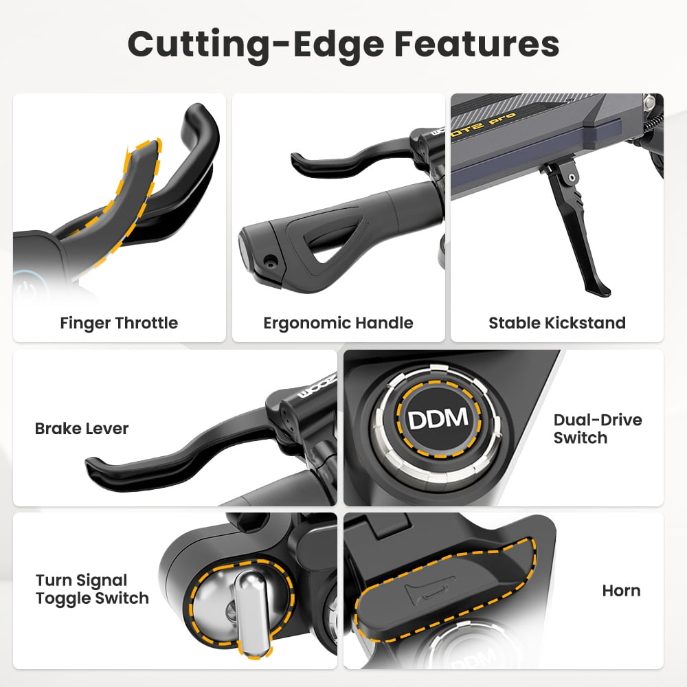 Ausom DT2 Pro Dual-Motor Electric Scooter for Adults, High-Performance Off-Road E-Scooter with Hydraulic Brakes (Yellow, 52V 23.4Ah) j7vs3