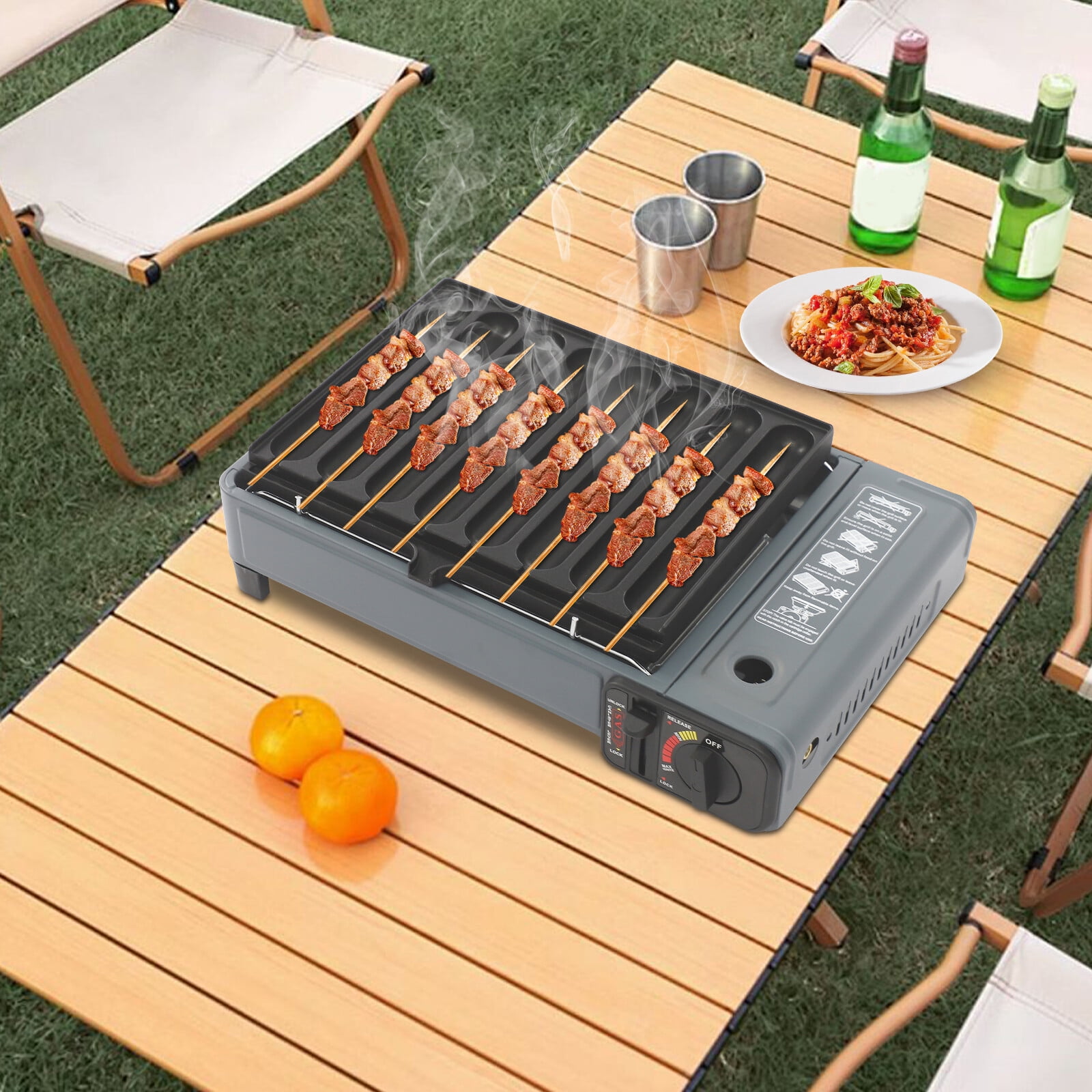 Generic Portable Butane Stove Tabletop BBQ Grill (Black, 7.5 lb) mrj8c