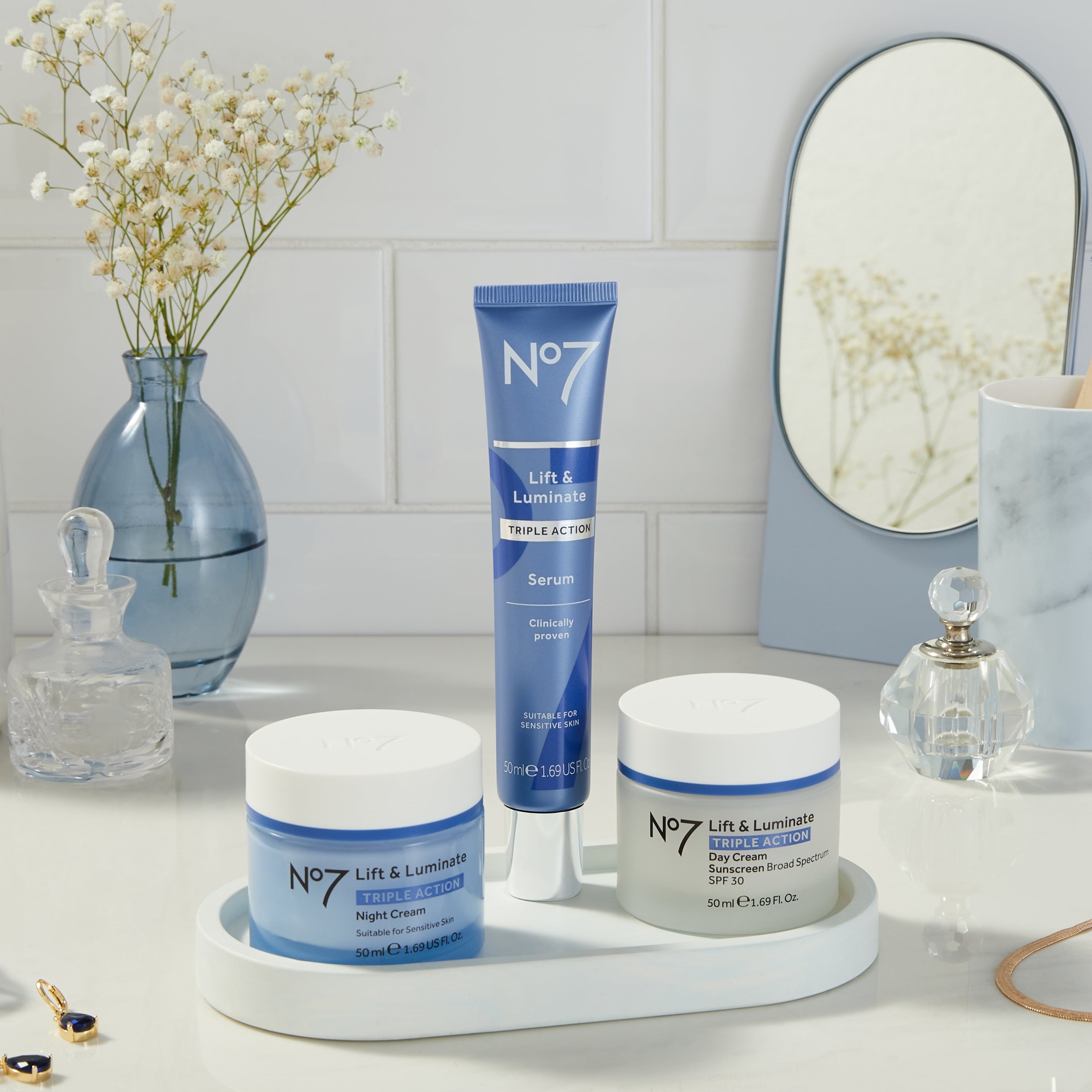 No7 Lift & Luminate Triple Action Face Serum with Collagen Peptides for Radiant Skin (1 oz) updot