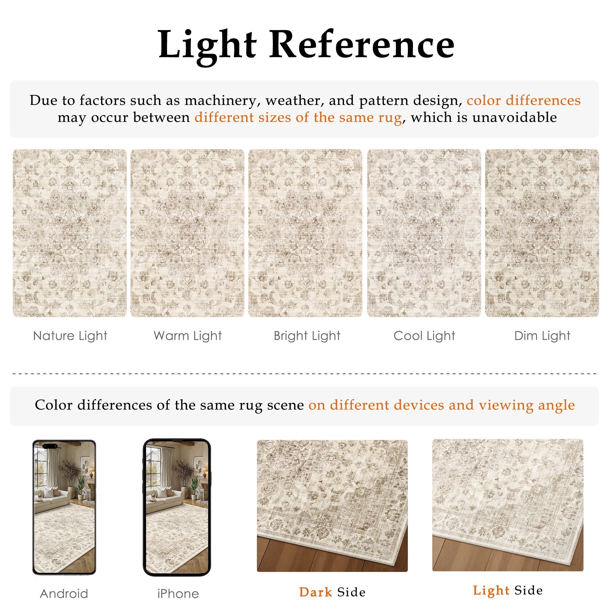 Berthmeer Vintage Oriental Area Rug, Machine Washable Non-Slip Distressed Carpet for Living Room and Bedroom (Beige, 8 ft x 10 ft) lln22