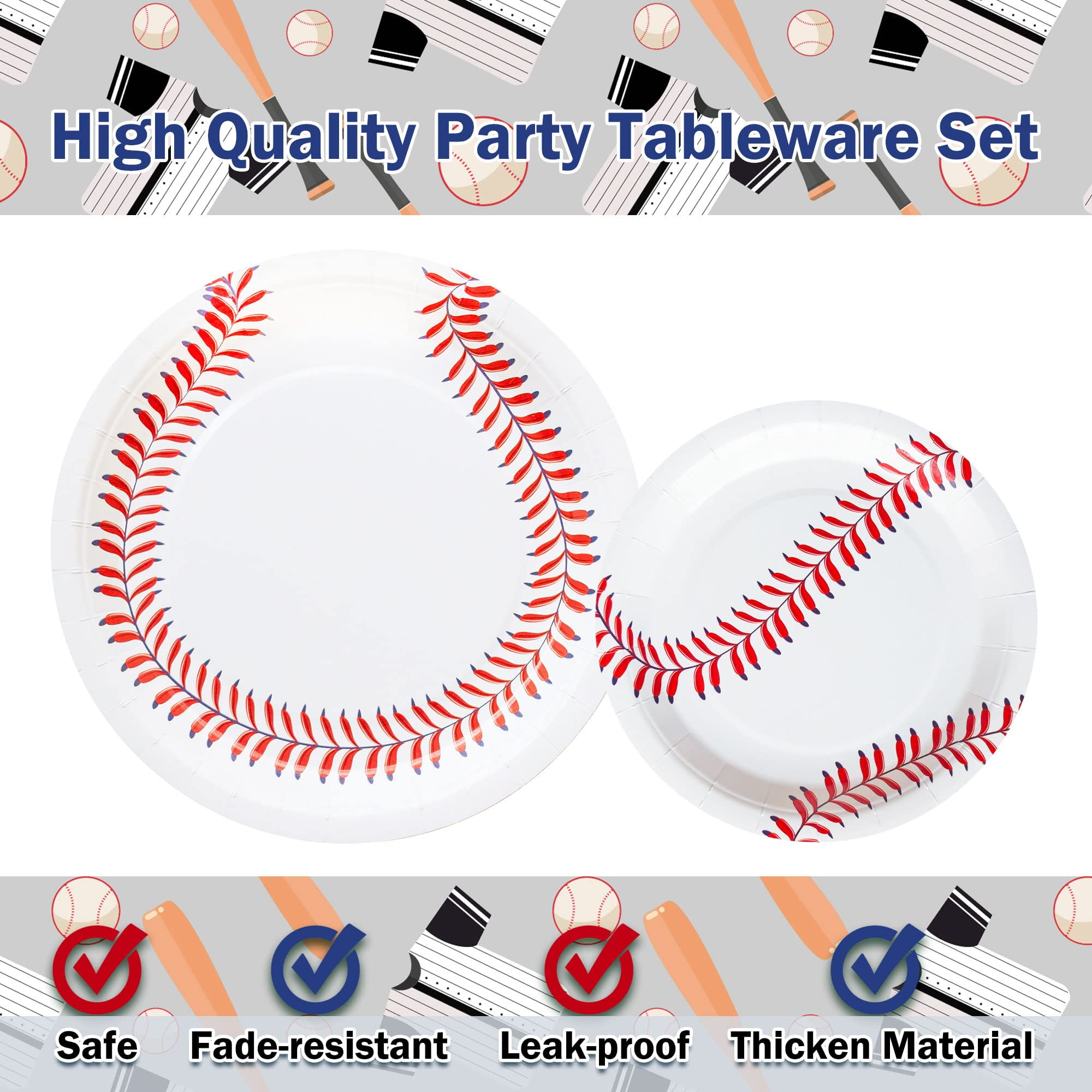 Jestar Baseball Theme Birthday Party Supplies Set (White, 96 Pieces) mx9jf