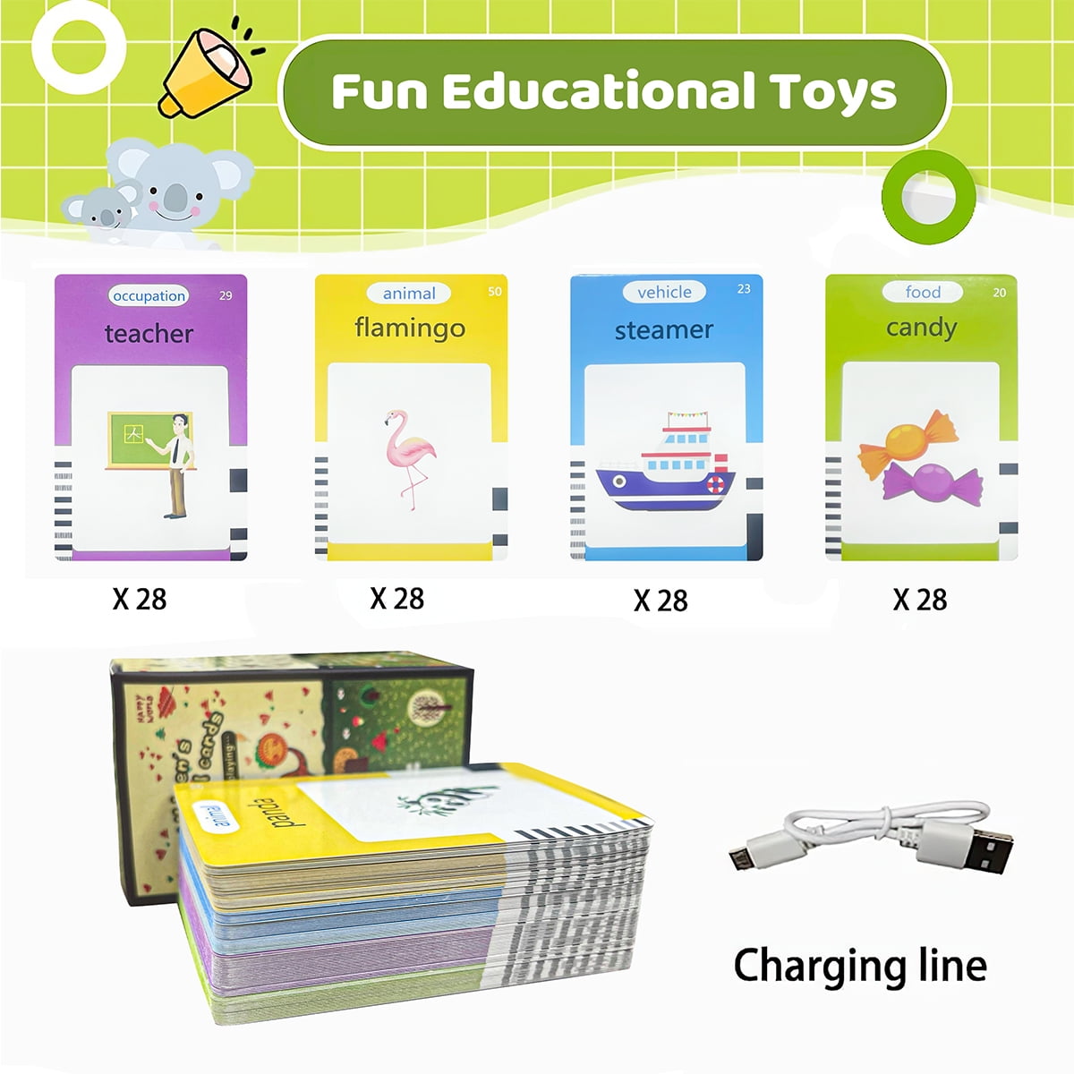 Xueyu Talking Flash Card Educational Toy for Preschoolers with 224 Sight Words (112 Double Sided Cards, 4.2 x 3.5 in) sgad4