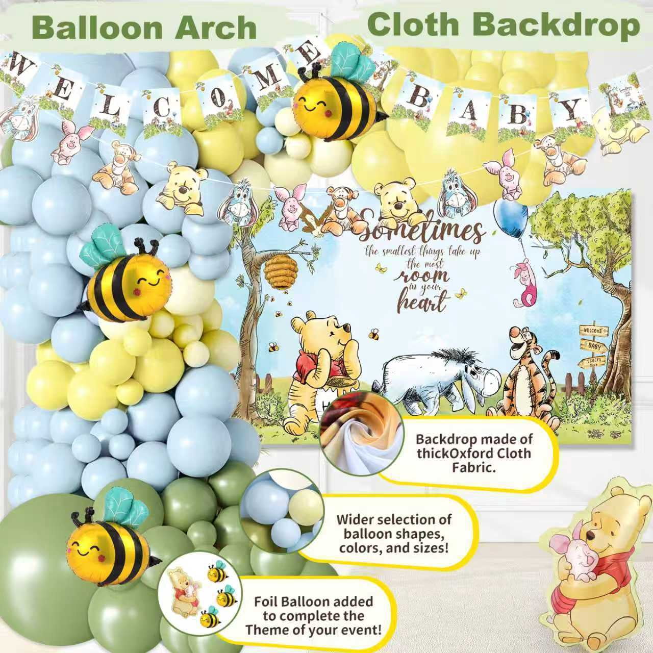 Regal Decorations Classic Winnie the Pooh Baby Shower Decorations for Boy (Blue, 271 Piece Set) jrxpk