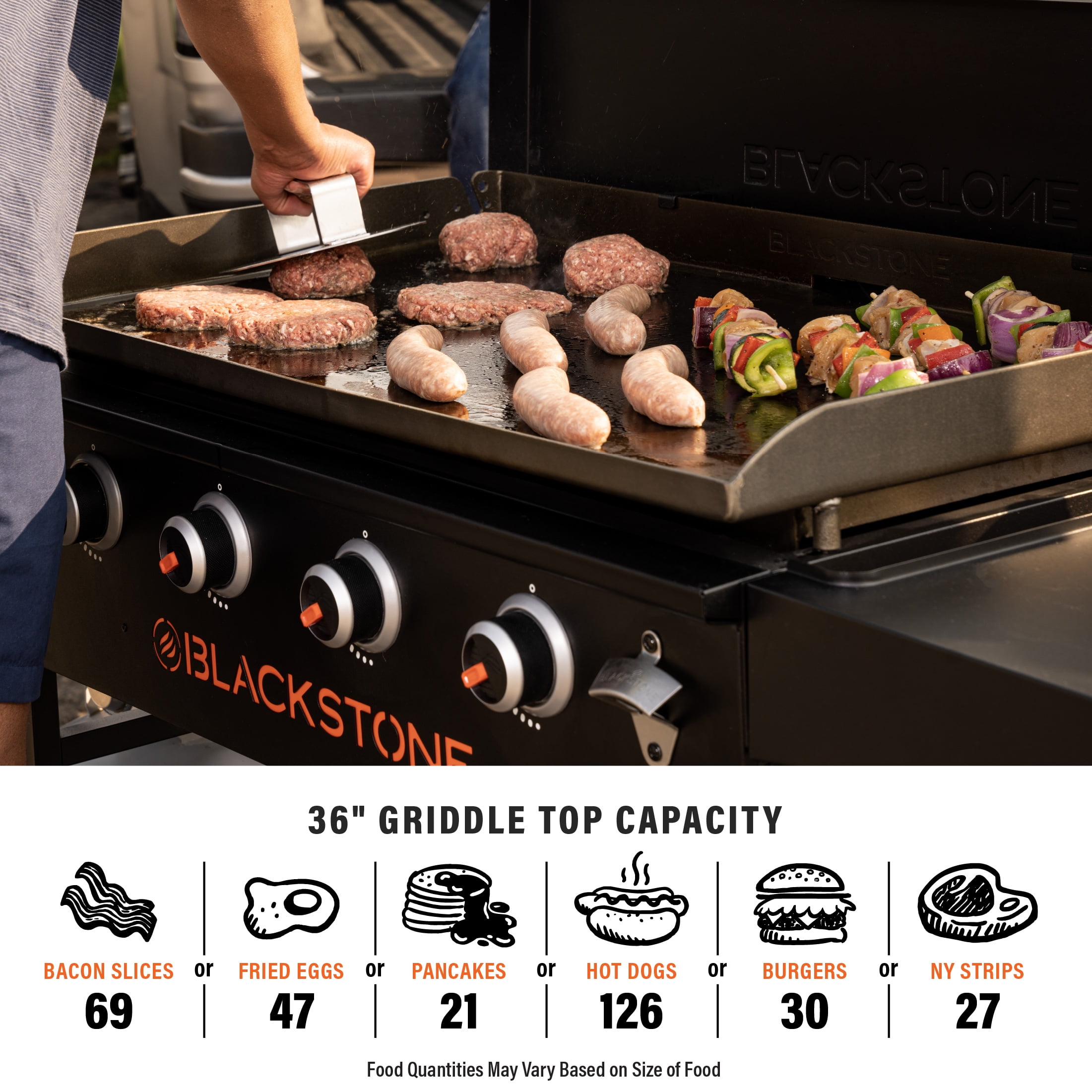Blackstone Original Outdoor Griddle, 4-Burner 36 in Flat Top Grill with Hard Cover (Black, 36 in) 0vzzm