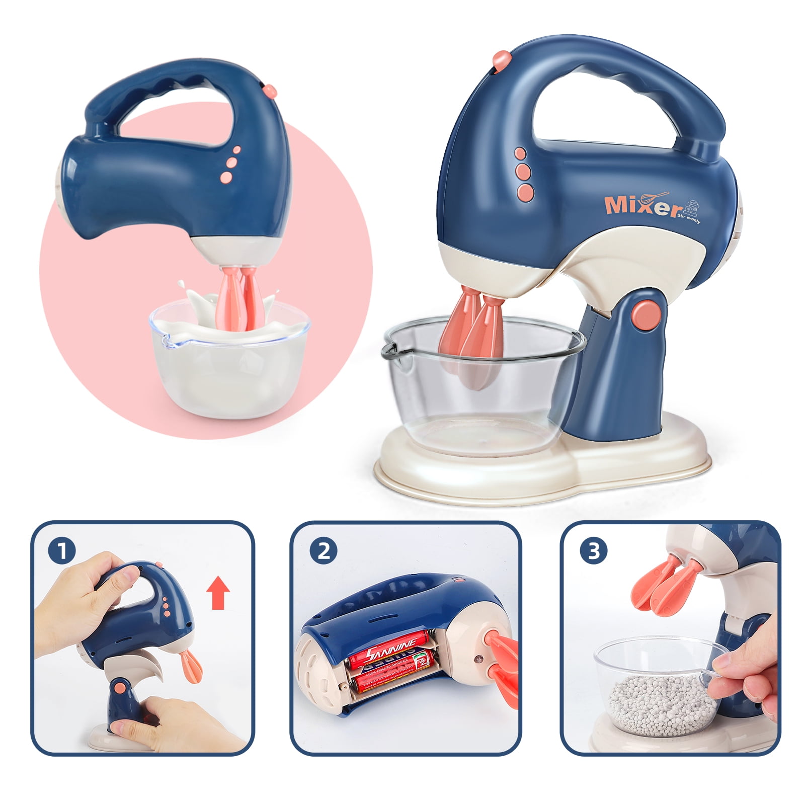 Jumplanma Realistic Kitchen Appliance Play Set with Lights and Sounds (Blue, 4-Piece Set) 7rwl3