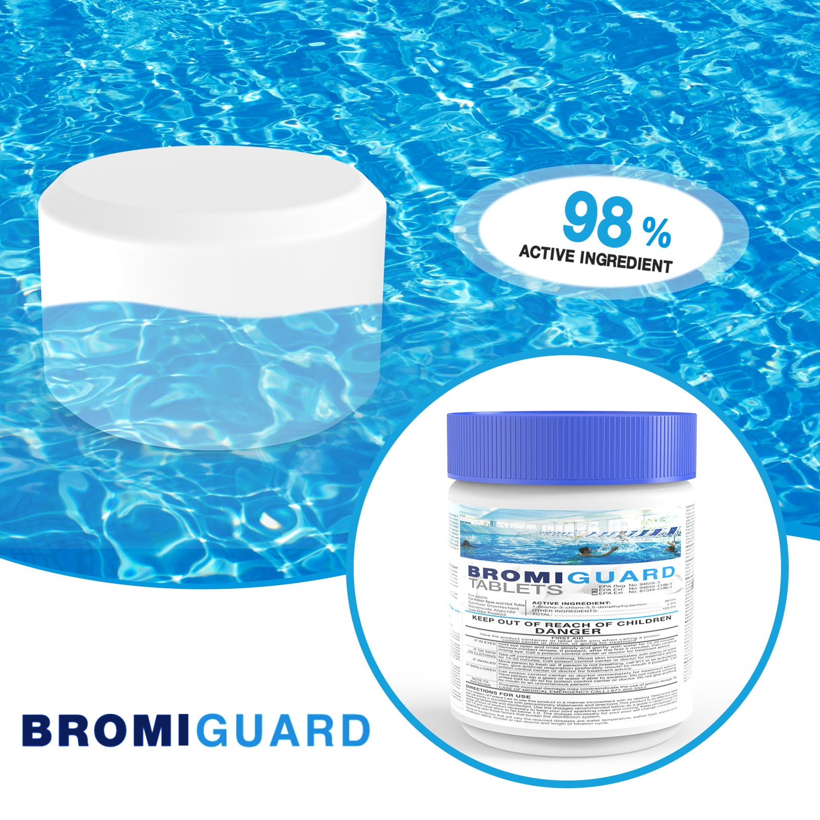 BROMIGUARD Bromine Tablets for Hot Tub and Spa Sanitizer (1 lb) 45hhp