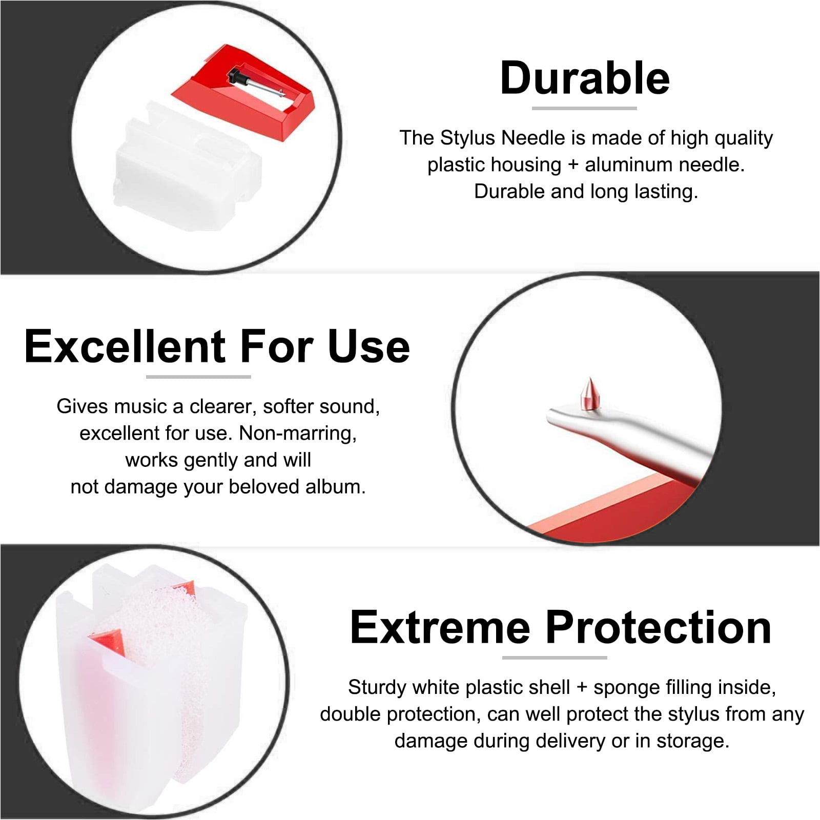 EEEkit Diamond Stylus Replacement Needle for Turntable Phonograph (3 Pack) zvffs
