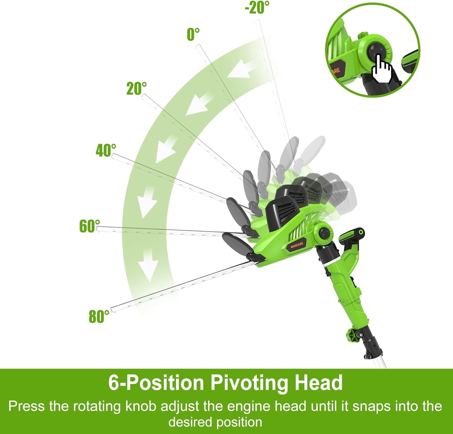 GarCare 2-in-1 Electric Pole Hedge Trimmer, Corded Garden Pruner with 18 in Dual-Action Blade (18 in) kwci5