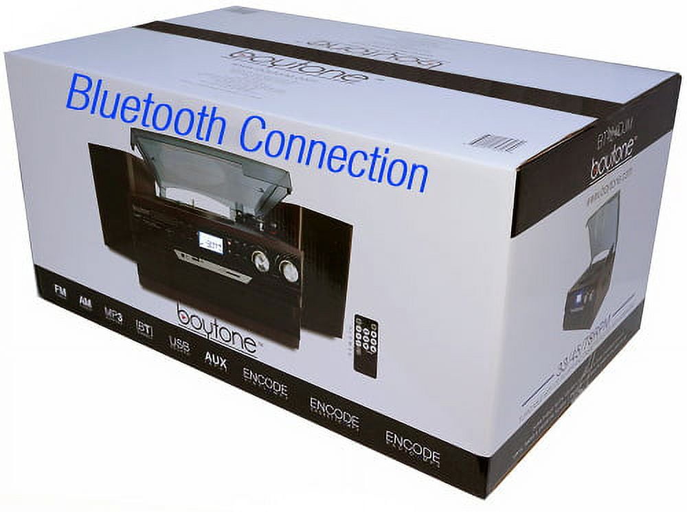 Boytone BT-24DJM 3-Speed Turntable with Bluetooth, CD, Cassette Player, and AM/FM Radio (Black) jdbvh