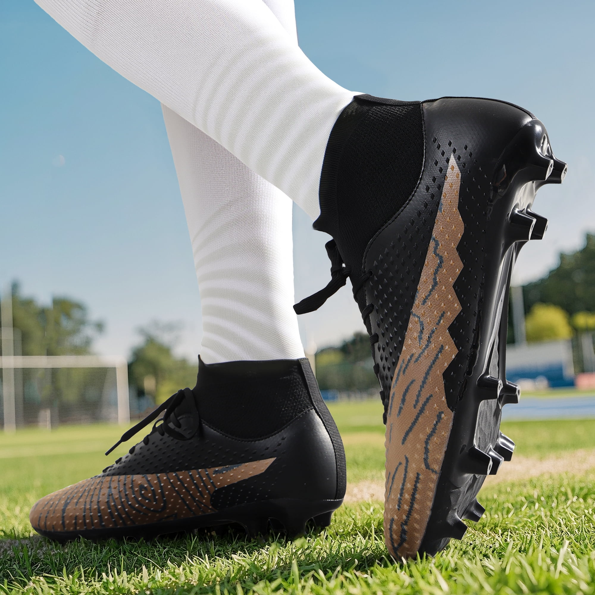 DREAM PAIRS Men's Firm Ground Soccer Cleats High-Top Professional Training Football Shoes (Black, 10 US) j3dqw