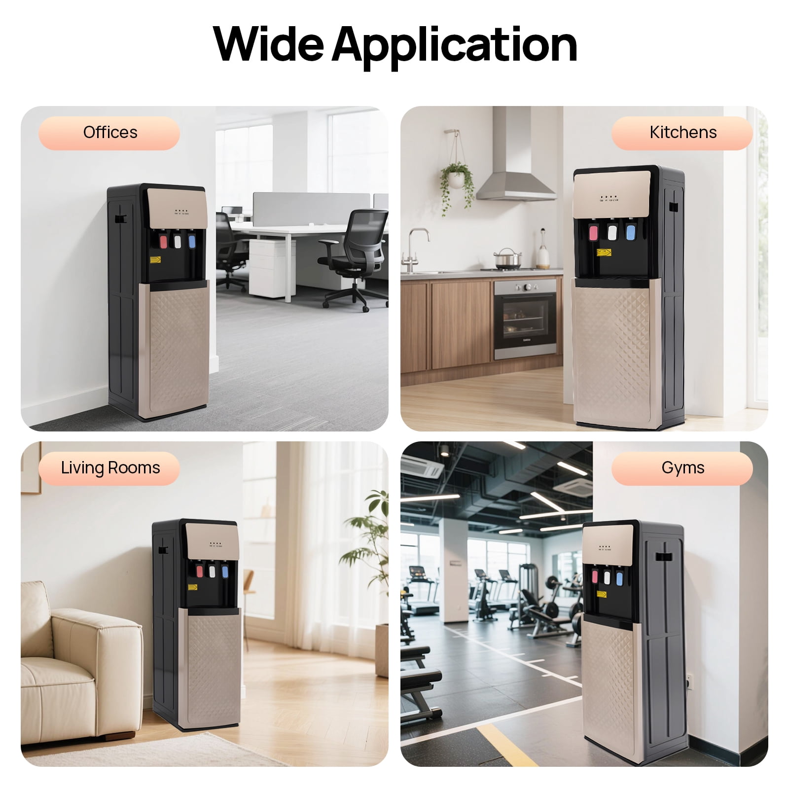 ChicHomey Bottom Loading Water Dispenser, Electric Water Cooler with 3 Temperature Settings (Champaign Gold) w01ly