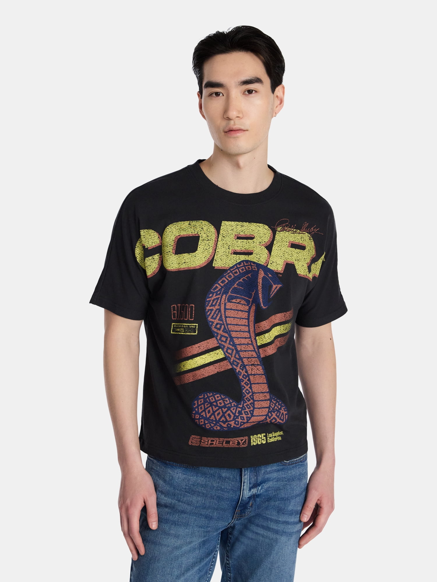 Shelby Cobra Men's Graphic Tee Short Sleeve Crewneck Shirt (Black, XS-3XL) 56vgz