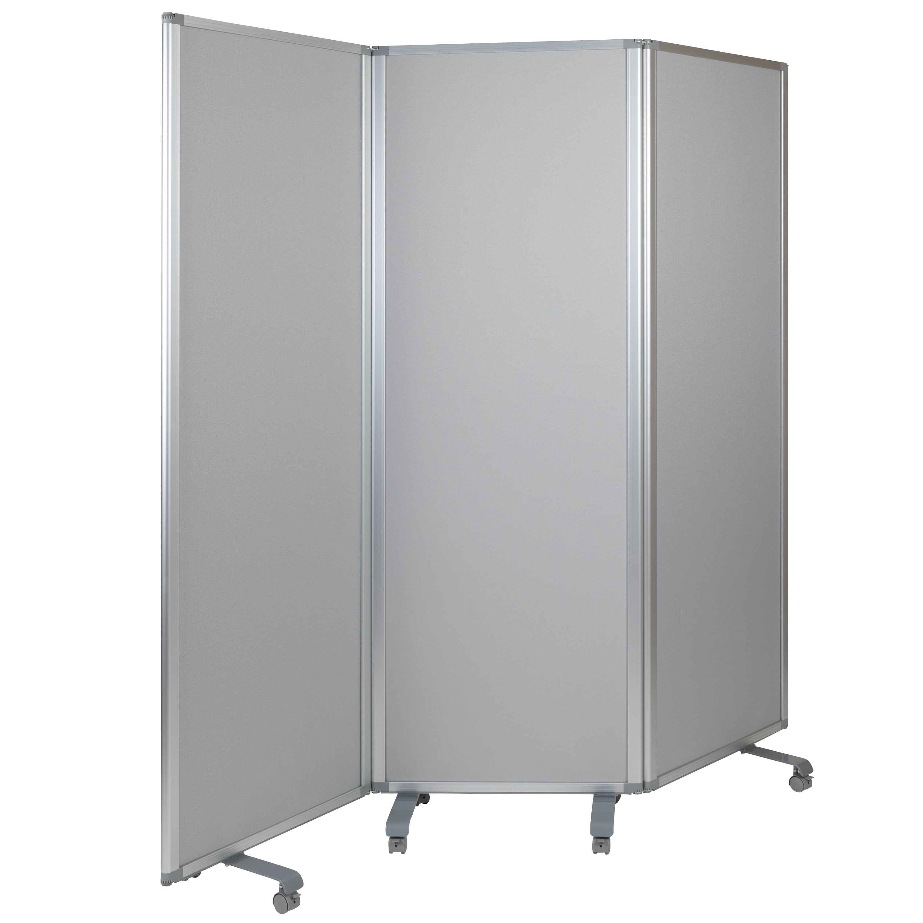 BizChair Mobile Magnetic Whiteboard and Fabric Room Divider (White, 72 in H x 24 in W, 3 Sections) v499p