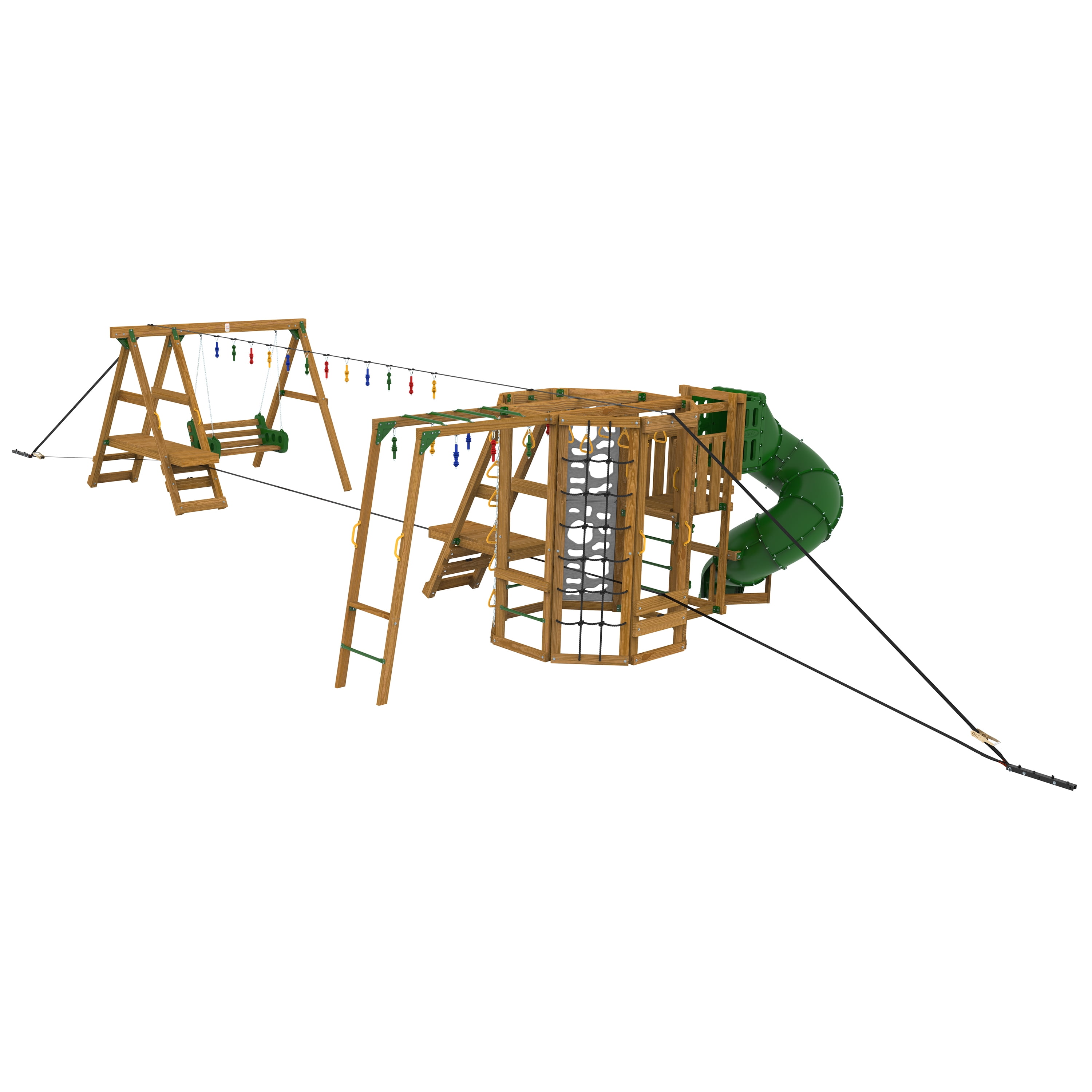 PlayStar Ninja Power Tower Outdoor Playset with Climbing Walls and Swing (Gold, 108 sq ft) hje3l