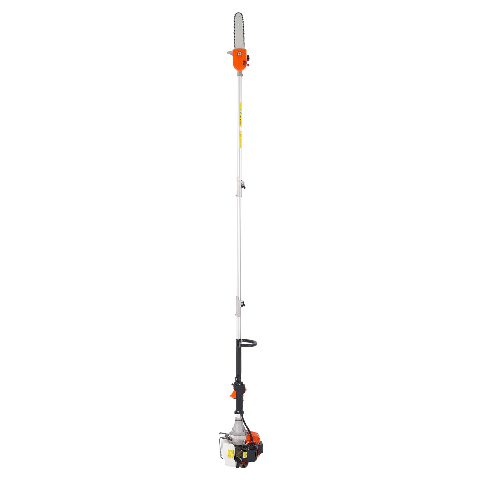 KFFKFF Gas-Powered Pole Saw, 43CC 2-Stroke Engine, 10-Inch Cutting Bar, Adjustable Head, Extendable Reach (Orange, 6.9 to 11.8 ft) g92w3