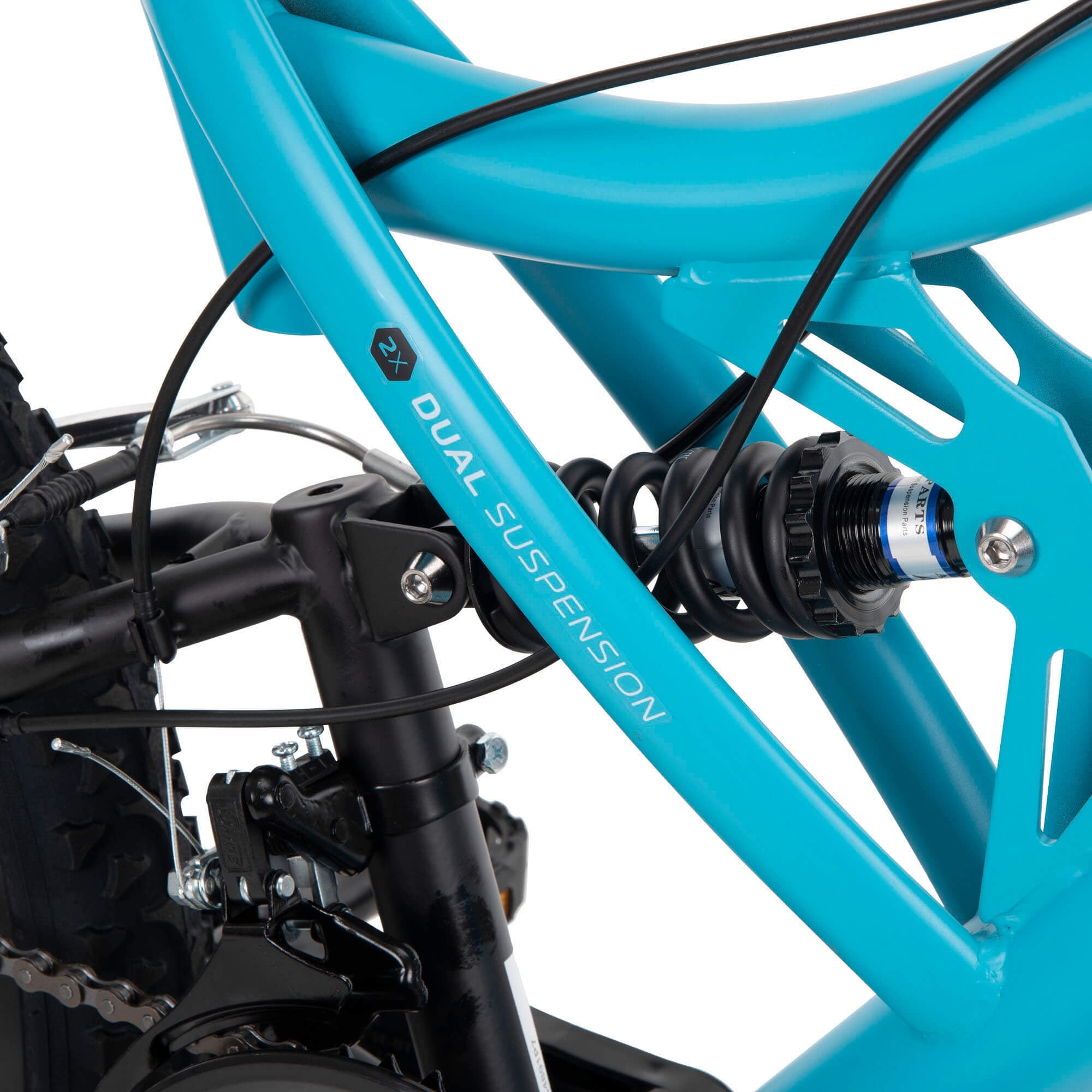 Huffy 24 in Trail Runner Mountain Bike, Dual Suspension, All-Terrain, Women's Adult (Teal, 24 in) ur64d