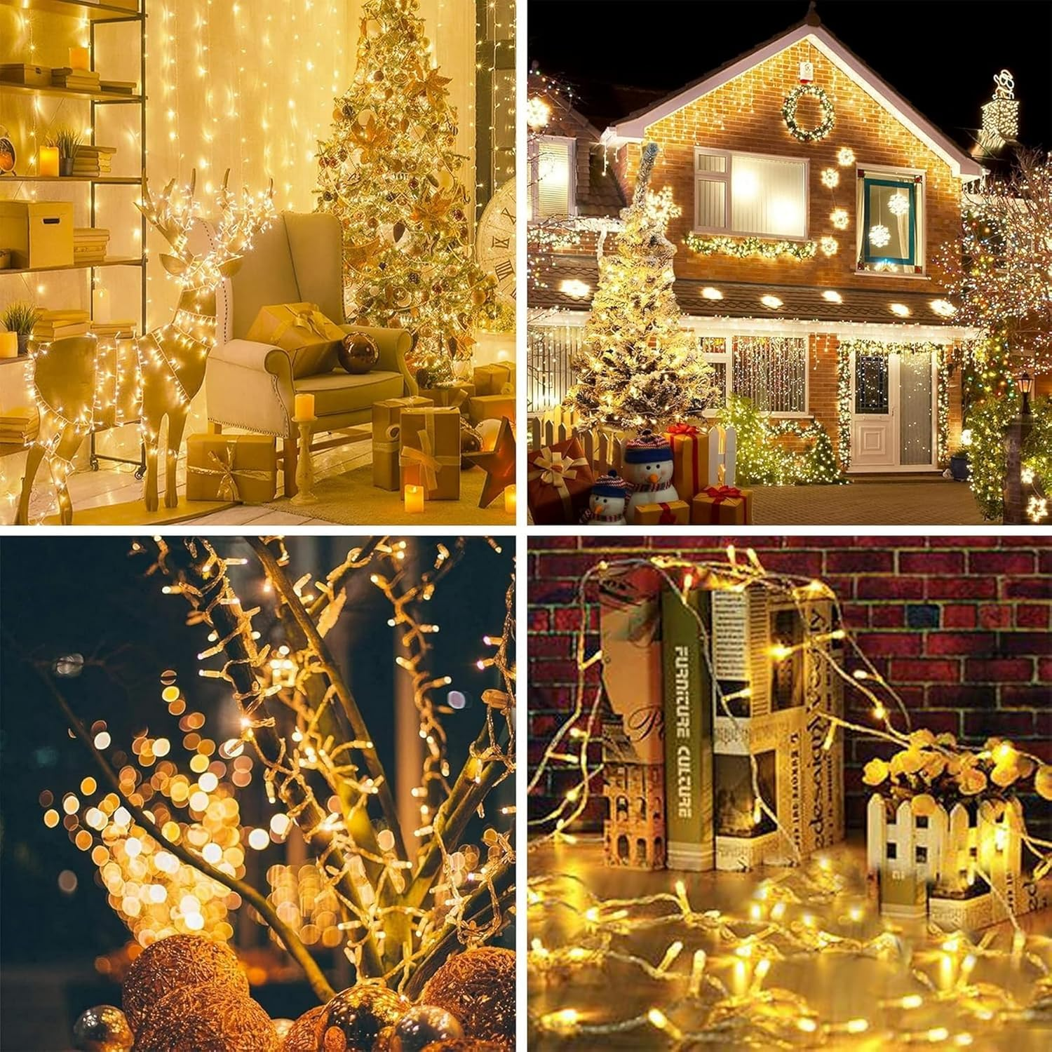 ArooickT 220 LED Fairy String Lights, Waterproof Indoor Outdoor Decorative Lighting with Remote Control (Warm White, 82 ft) ss4pw