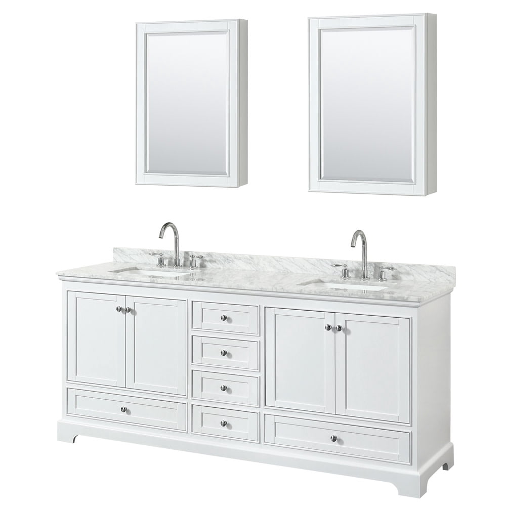 Wyndham Collection Deborah 80 in Free Standing Double Vanity Set (White, 80 in) 45cj5