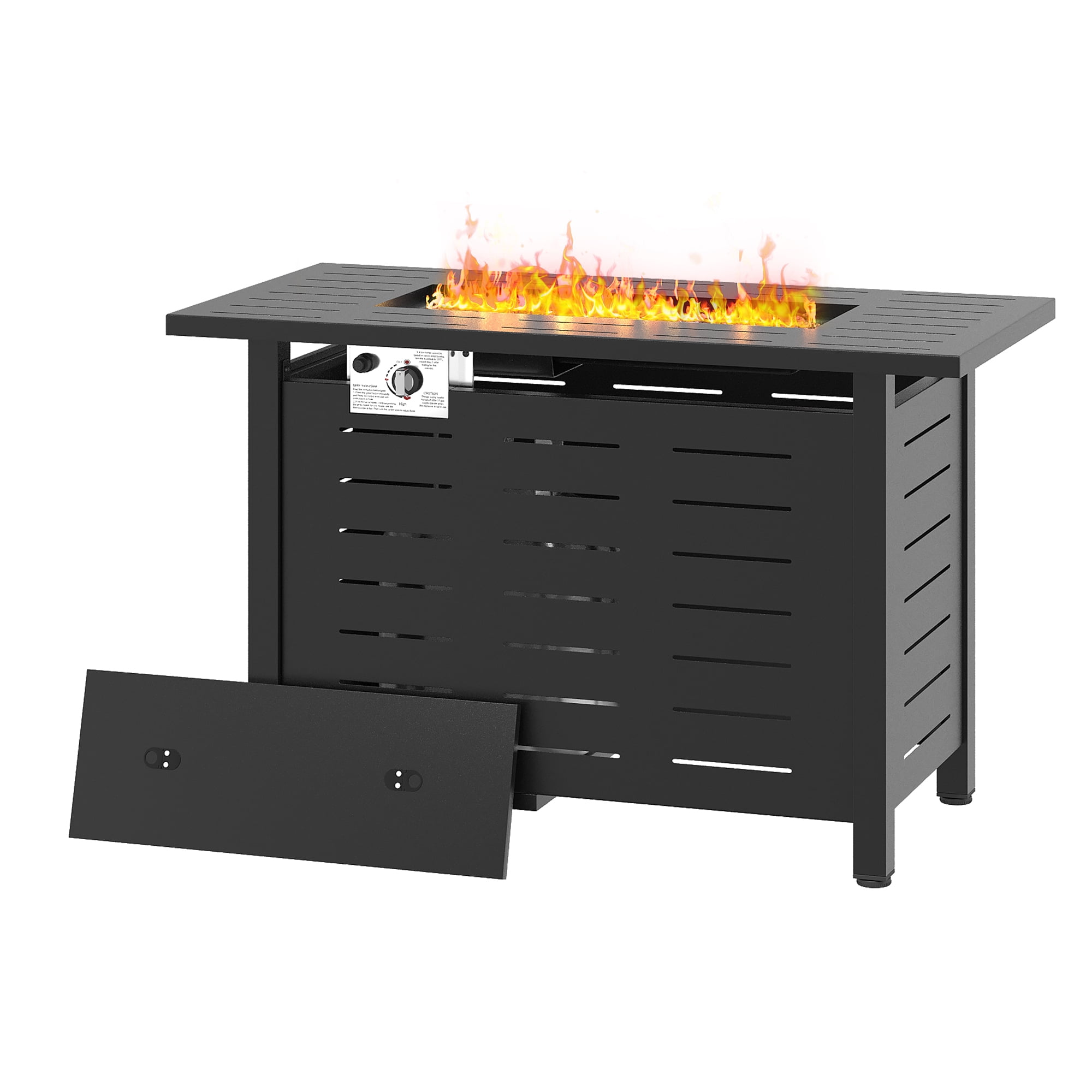 Sunmthink 42 in Propane Fire Pit Table, 50,000 BTU Auto Ignition Steel Gas Fire Pit with Removable Lid and Waterproof Cover (Black, 42 in) kc9l0