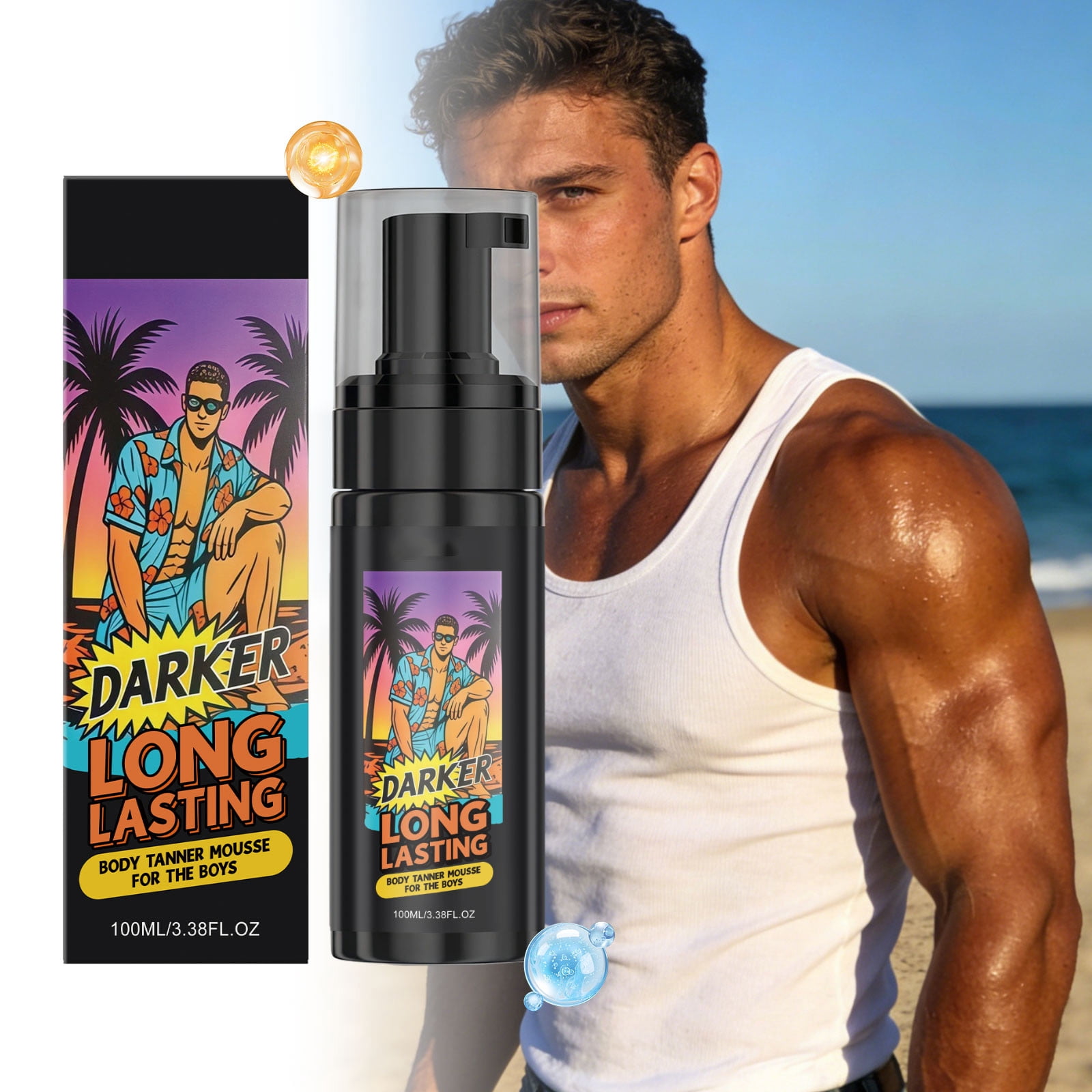 Jienlioq Sunless Tanning Foam, Long-Lasting Self Tanner for Natural Sun-Kissed Glow, Waterproof and Streak-Free (Bronze, 3.38 fl oz) z0i37