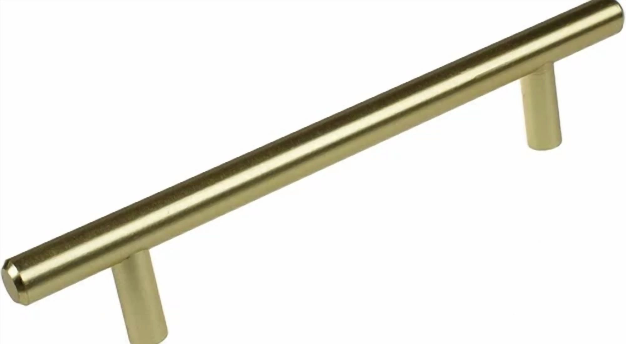 GlideRite 5 in Center-to-Center Solid Steel Bar Pull Cabinet Handle (Satin Gold, 5 in) 36tr7