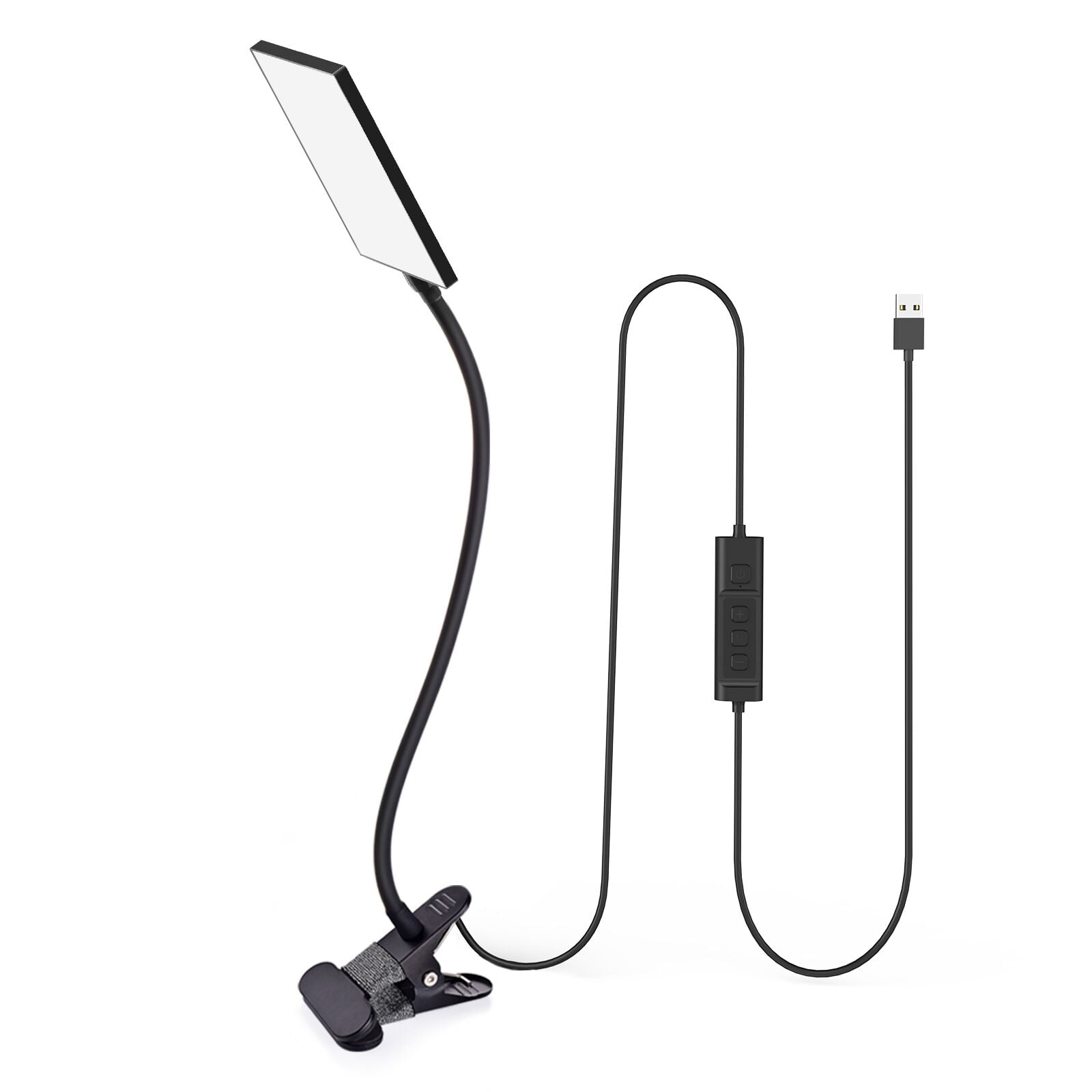Aiibe LED Desk Lamp with Clamp, Dimmable Reading Light, 3 Color Modes & 11 Brightness Levels, Flexible Gooseneck (Black, 5W) 3kdzz