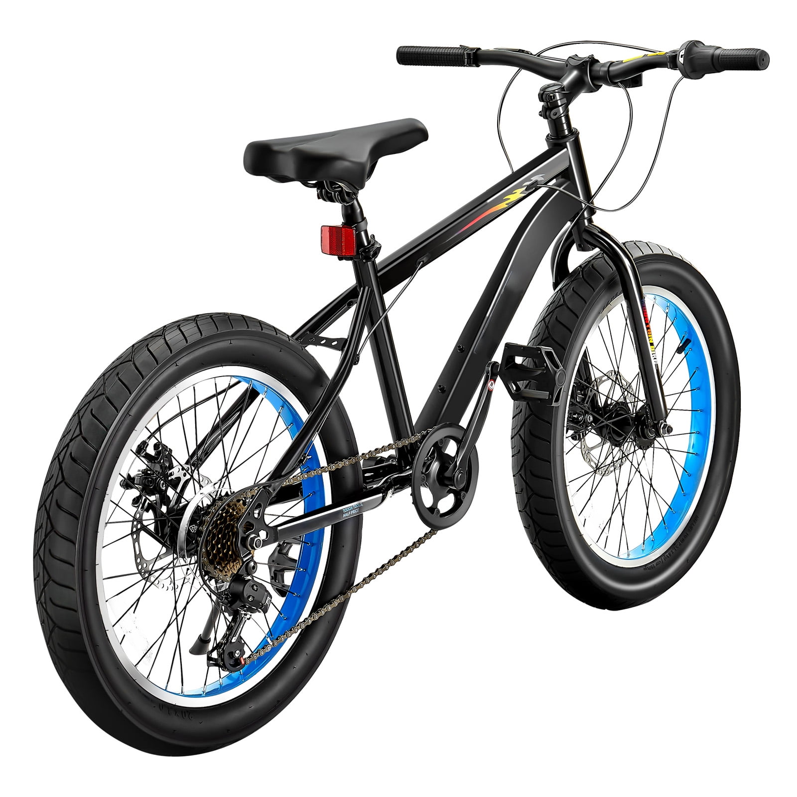 KFFKFF 20-Inch Mountain Bike, 7-Speed Fat Tire Bicycle with Dual Disc Brakes (Silver, 20 in) xteis