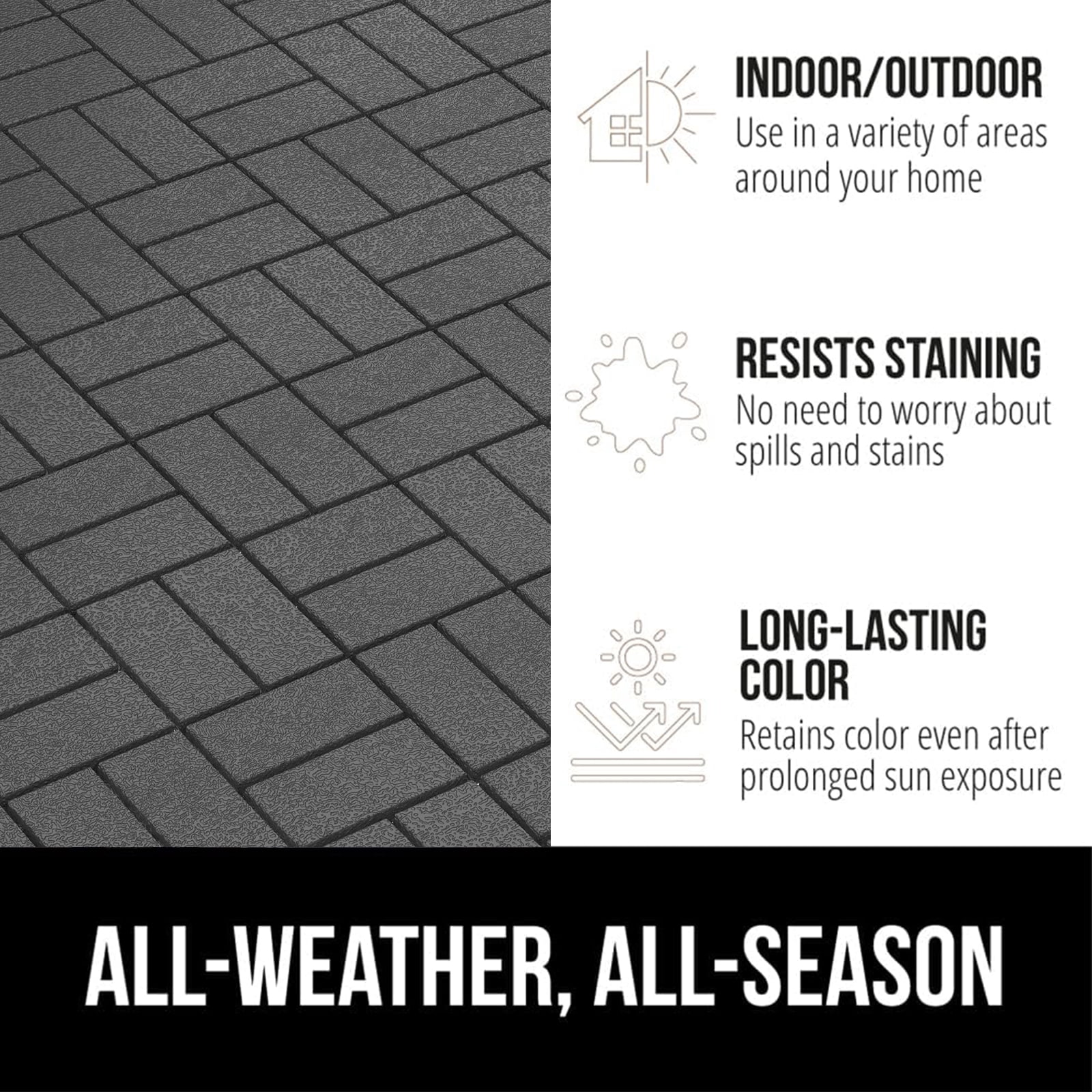 Well Fleet Interlocking Deck Tiles, Weather-Resistant Plastic Patio Flooring for Outdoor Garden and Poolside (Grey, 58 Piece Set) q3nl0