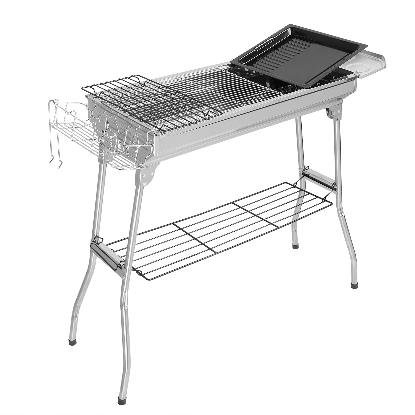 UBesGoo Portable Charcoal BBQ Grill, Heavy-Duty Stainless Steel Foldable Camping Grill (Silver, 39 in) t4a4c