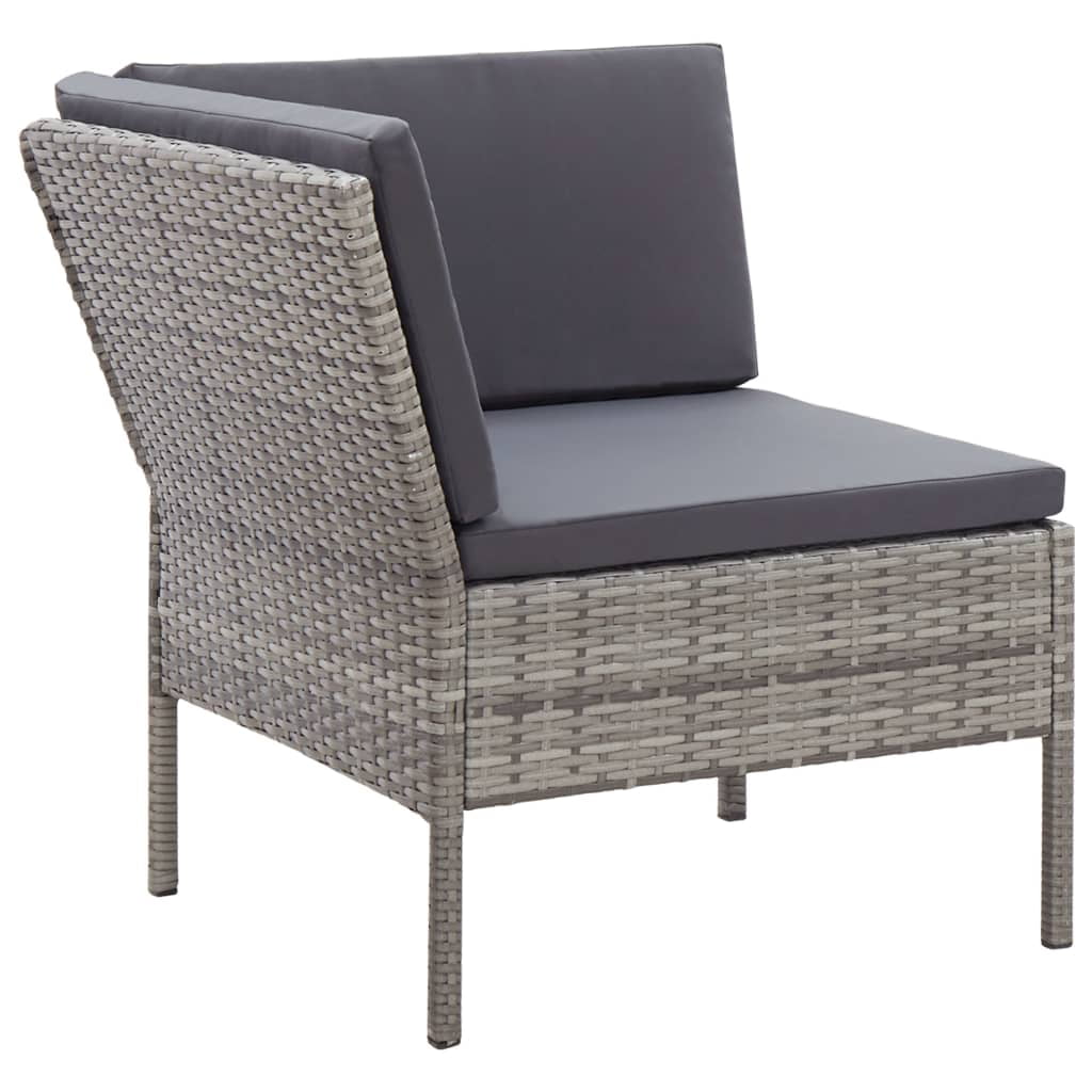 vidaXL 6-Piece Outdoor Patio Sectional Sofa Set with Coffee Table (Grey, 6-Piece Set) jaun0