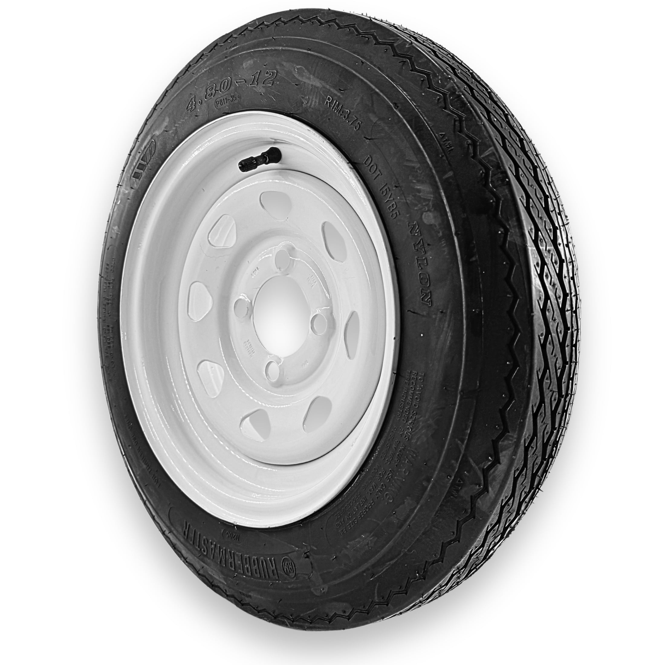 RubberMaster 4.80-12 4 Ply Highway Rib Tire and 4 on 4 Eight Spoke Wheel Assembly (4.80-12, 4 Ply) dkkkd