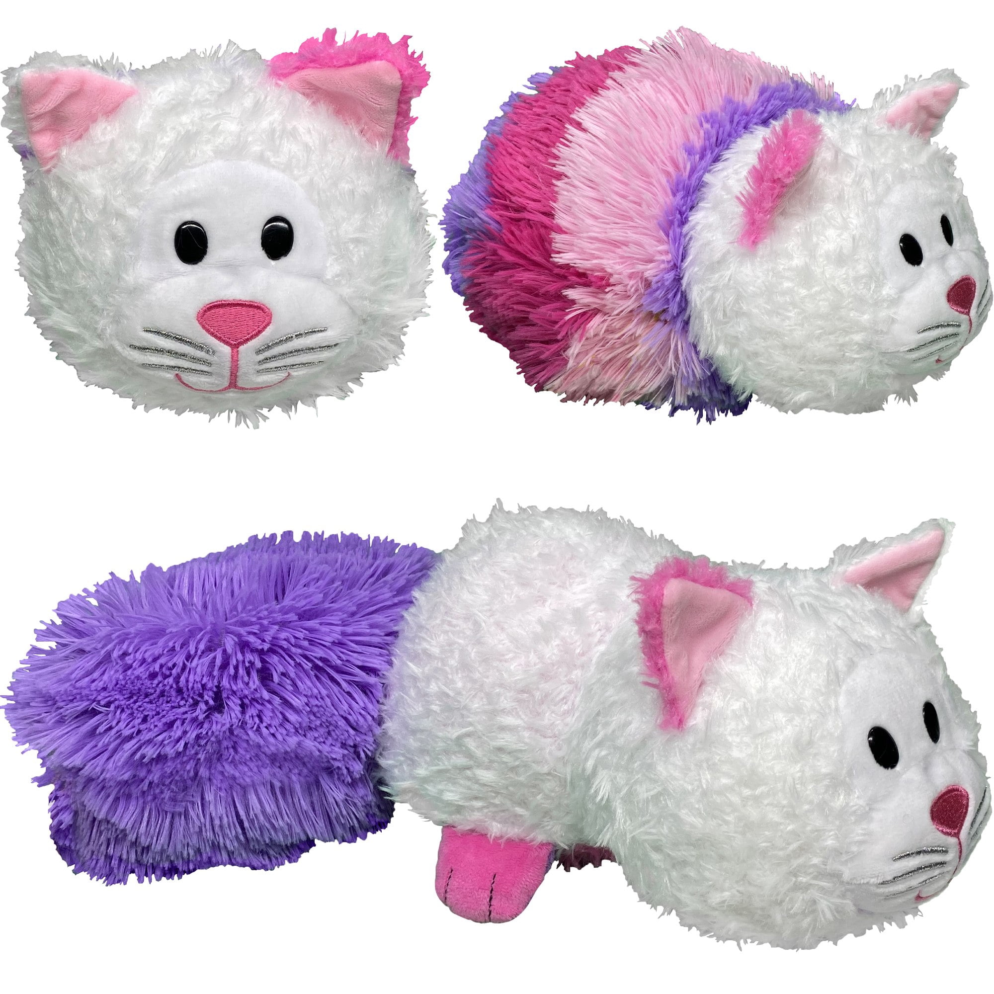 FlipaZoo Magic Tails 2-in-1 Reversible Plush Toy (Pink Unicorn to White Cat, 3 in) 519l8