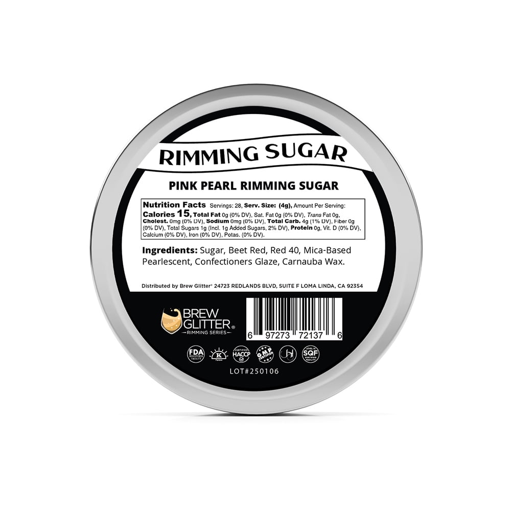 Brew Glitter Pink Pearl Cocktail Rimming Sugar for Drinks and Desserts (Pink, 4 oz) mtzba