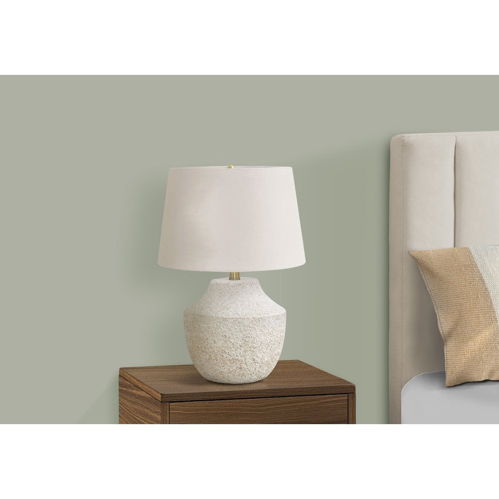 Monarch Concrete Stone Table Lamp with Tapered Drum Shade (Beige, 20 in) ei40j
